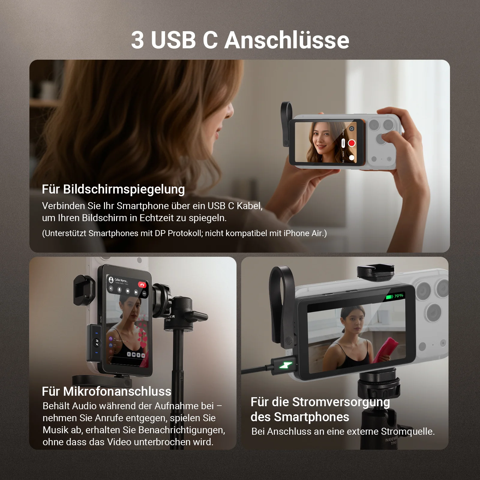 NEEWER BASICS M4C 4" Magnetic Vlog Selfie Monitor - Image 3