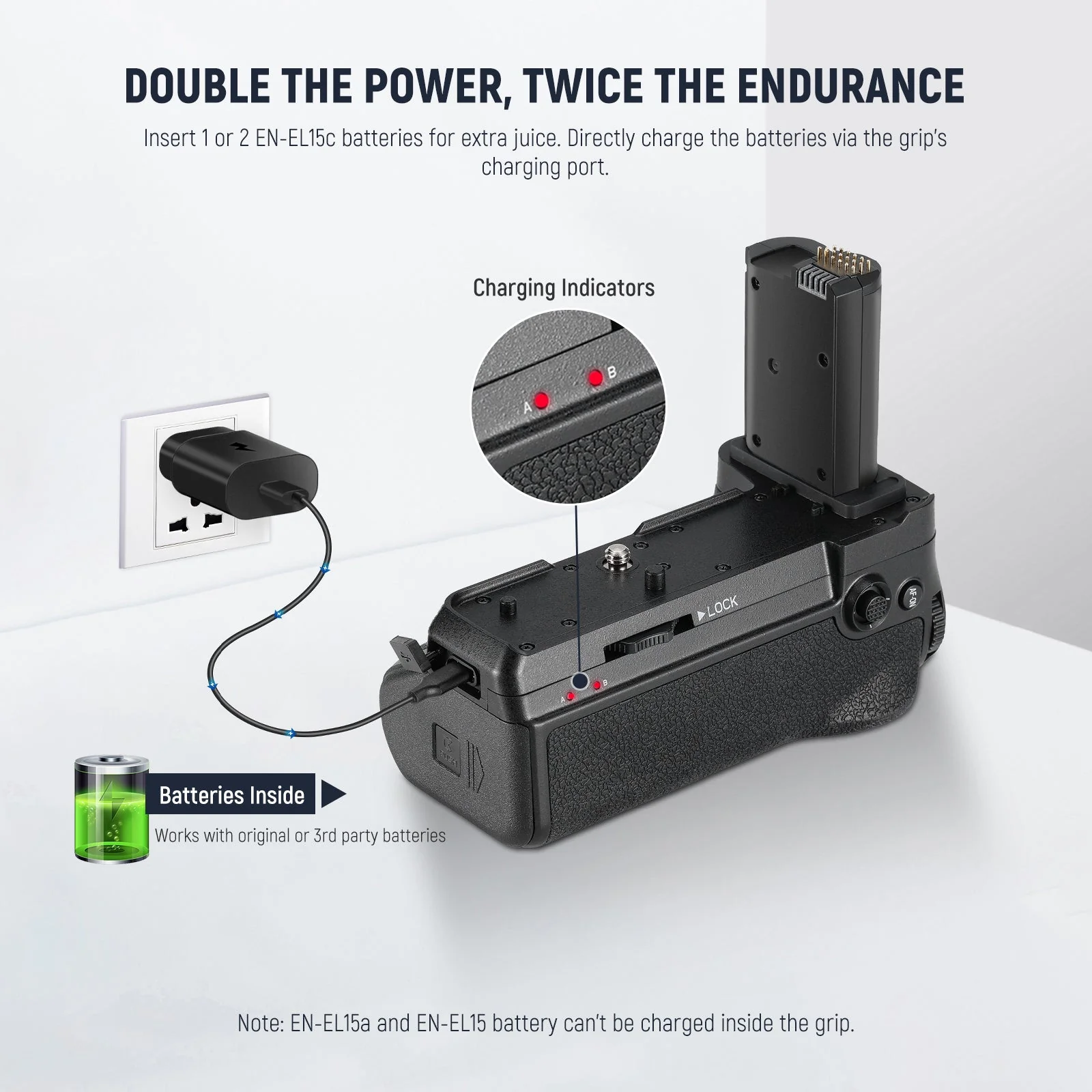 NEEWER MB-N11 Vertikaler Batteriegriff mit 2Stk. EN-EL15c Ersatzbatterien - Image 3