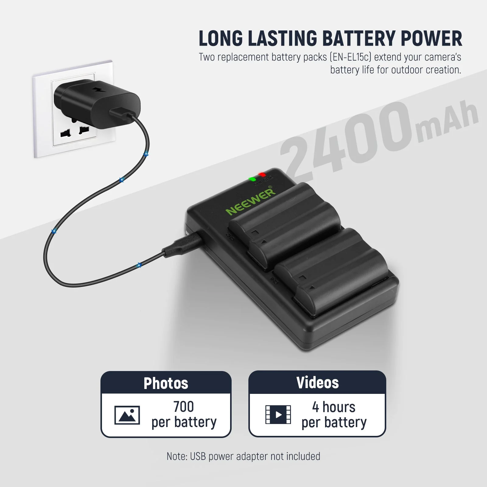 NEEWER MB-N11 Vertikaler Batteriegriff mit 2Stk. EN-EL15c Ersatzbatterien - Image 7
