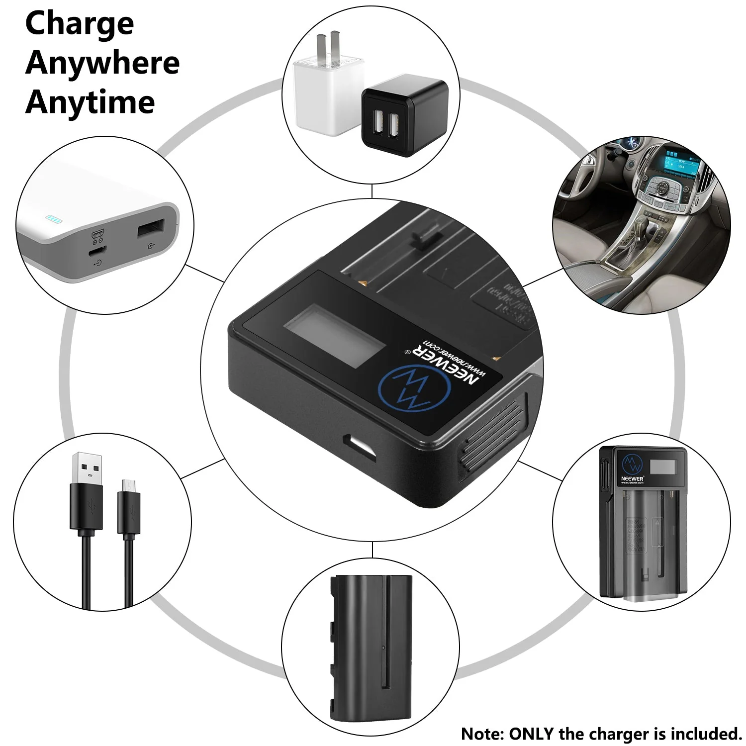 NEEWER Micro USB Ladegerät für Sony NP-F550/F750/F960/F970 Akkus - Image 7