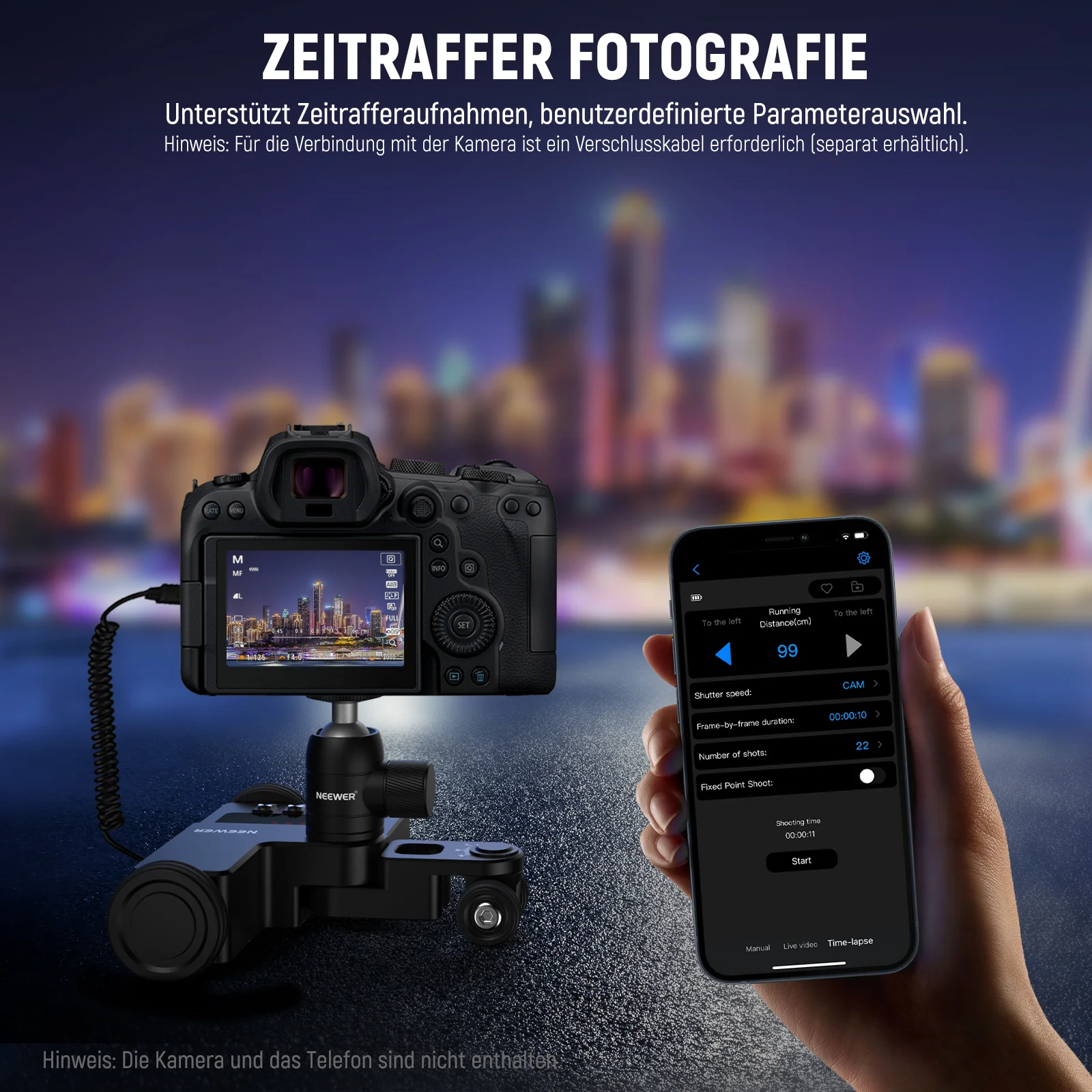 NEEWER DL200 Motorisierter Kamerawagen Dolly mit App Steuerung für iOS/Android Handys - Image 5