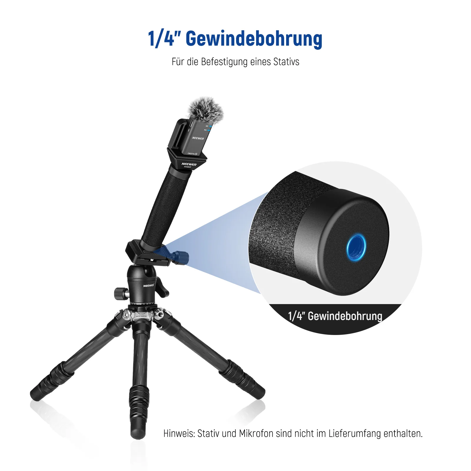 NEEWER MS005 13"/33cm Teleskopischer Lavalier-Mikrofongriff - Image 4
