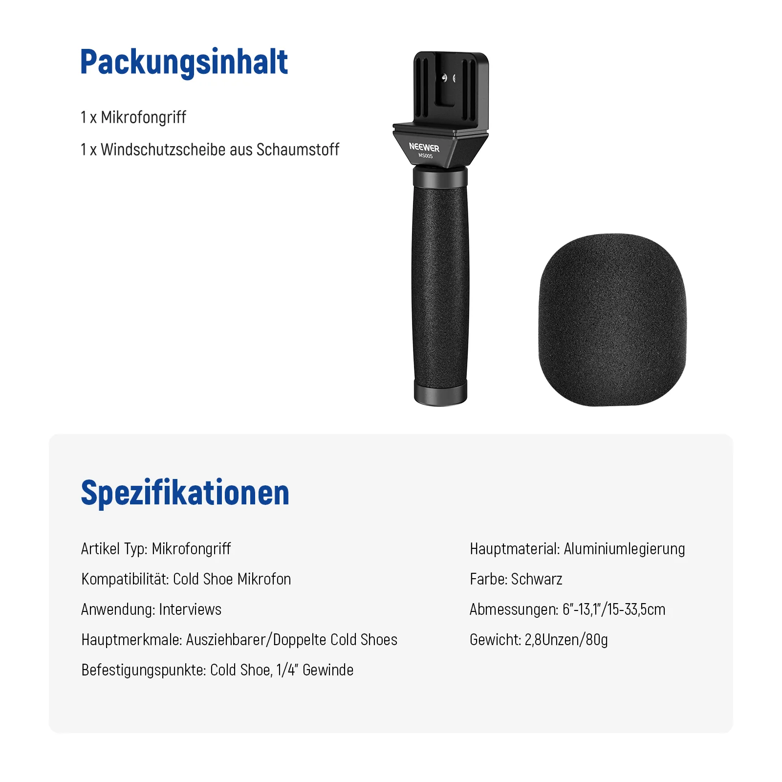 NEEWER MS005 13"/33cm Teleskopischer Lavalier-Mikrofongriff - Image 8