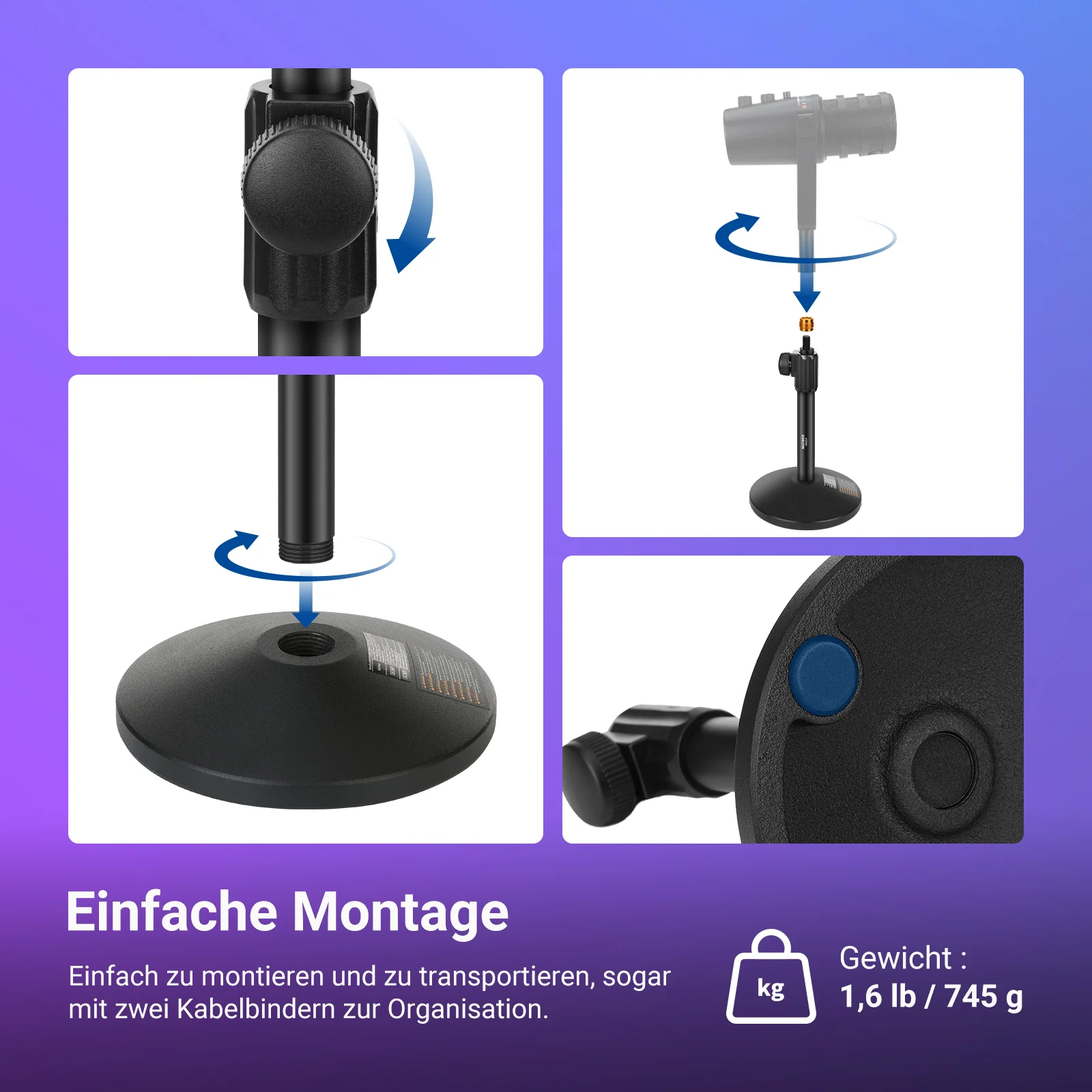 NEEWER MS014 Tisch Mikrofon Ständer - Image 6