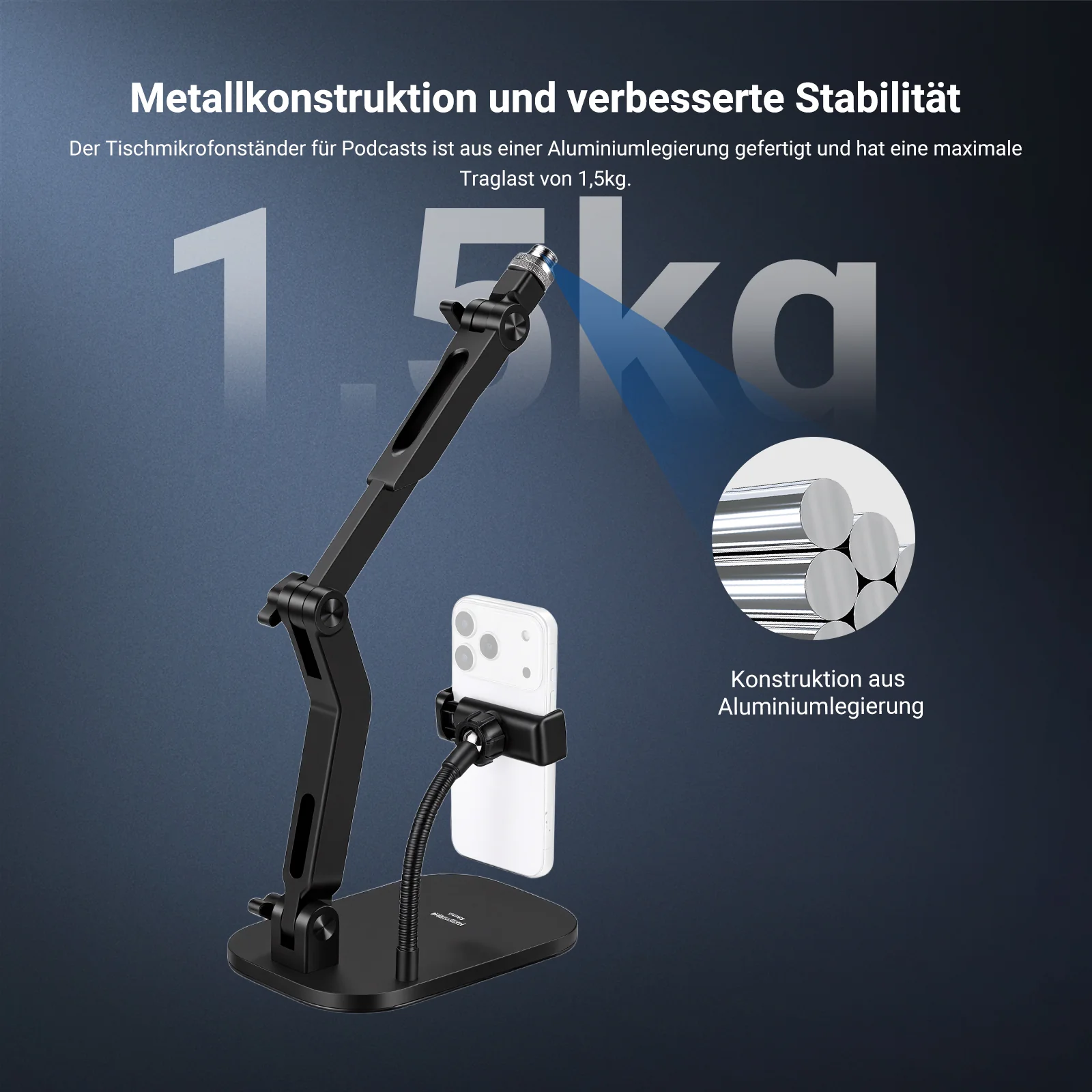 NEEWER MS022 Tisch Mikrofonständer mit Handyhalterung - Image 4