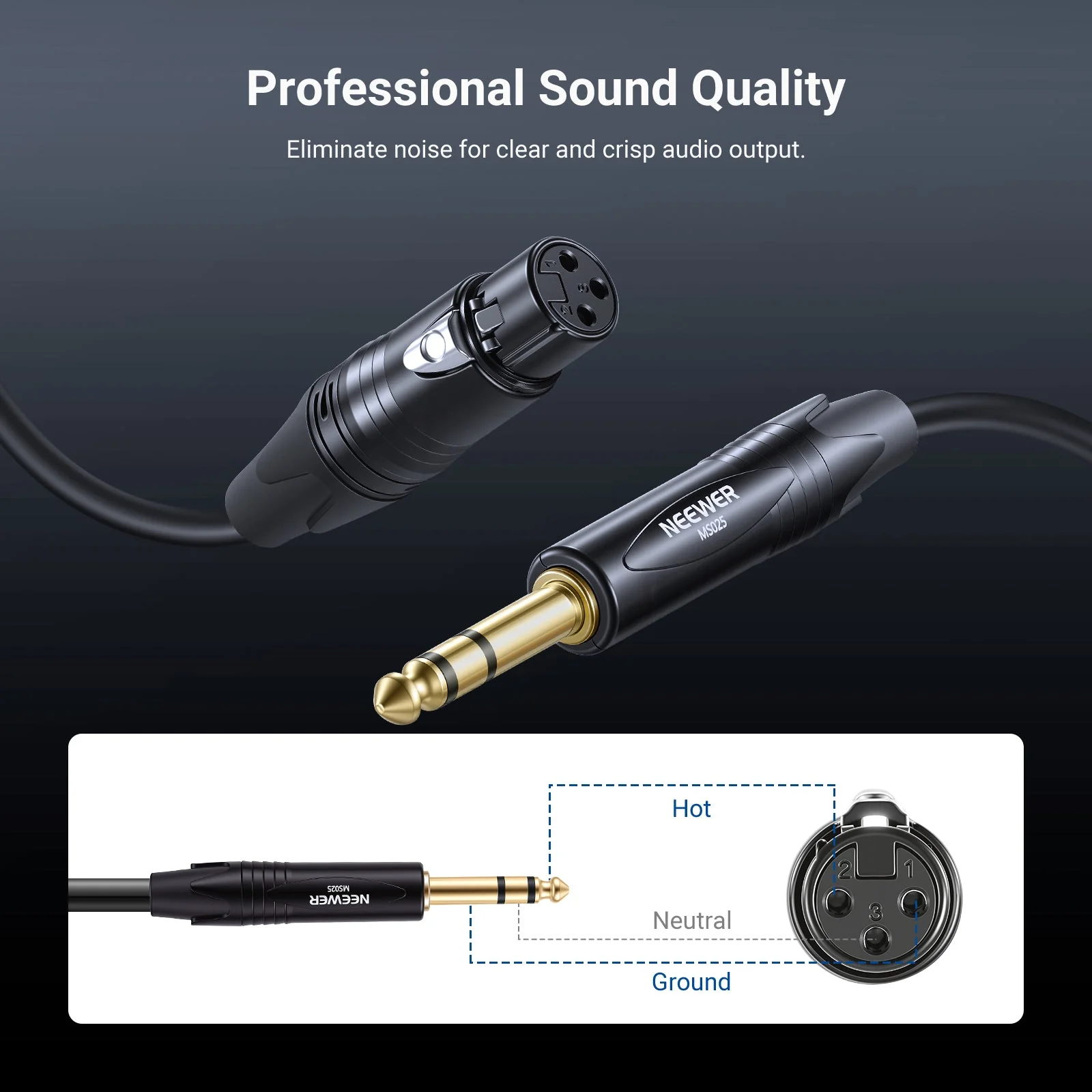 NEEWER MS025 6,35mm 1/4 Zoll TRS auf XLR Buchse Kabel - Image 5