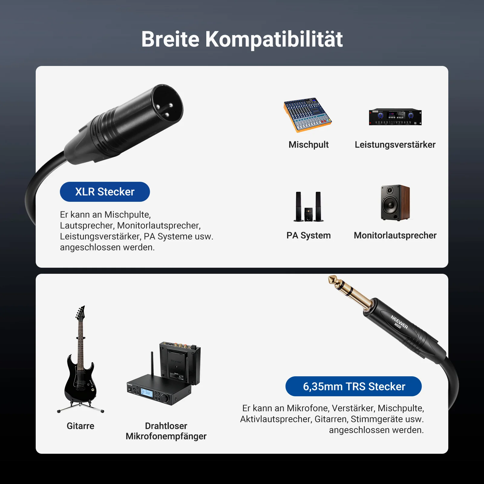 NEEWER MS026 6,35 mm 1/4 TRS auf XLR Male Kabel - Image 10
