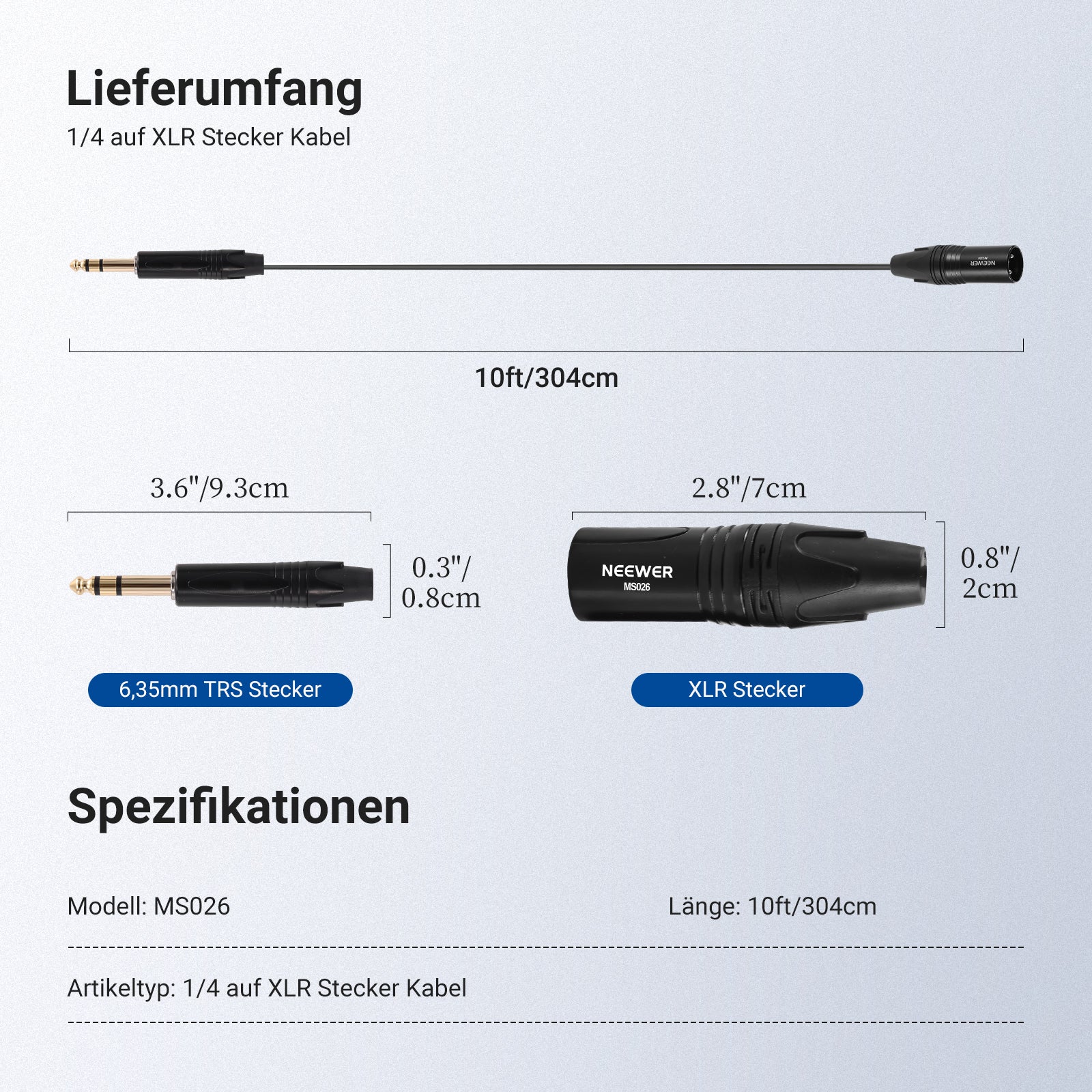 NEEWER MS026 6,35 mm 1/4 TRS auf XLR Male Kabel - Image 28
