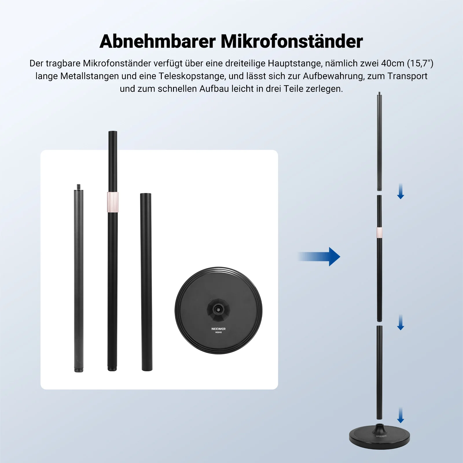 NEEWER MS045 Abnehmbarer Mikrofonständer - Image 2