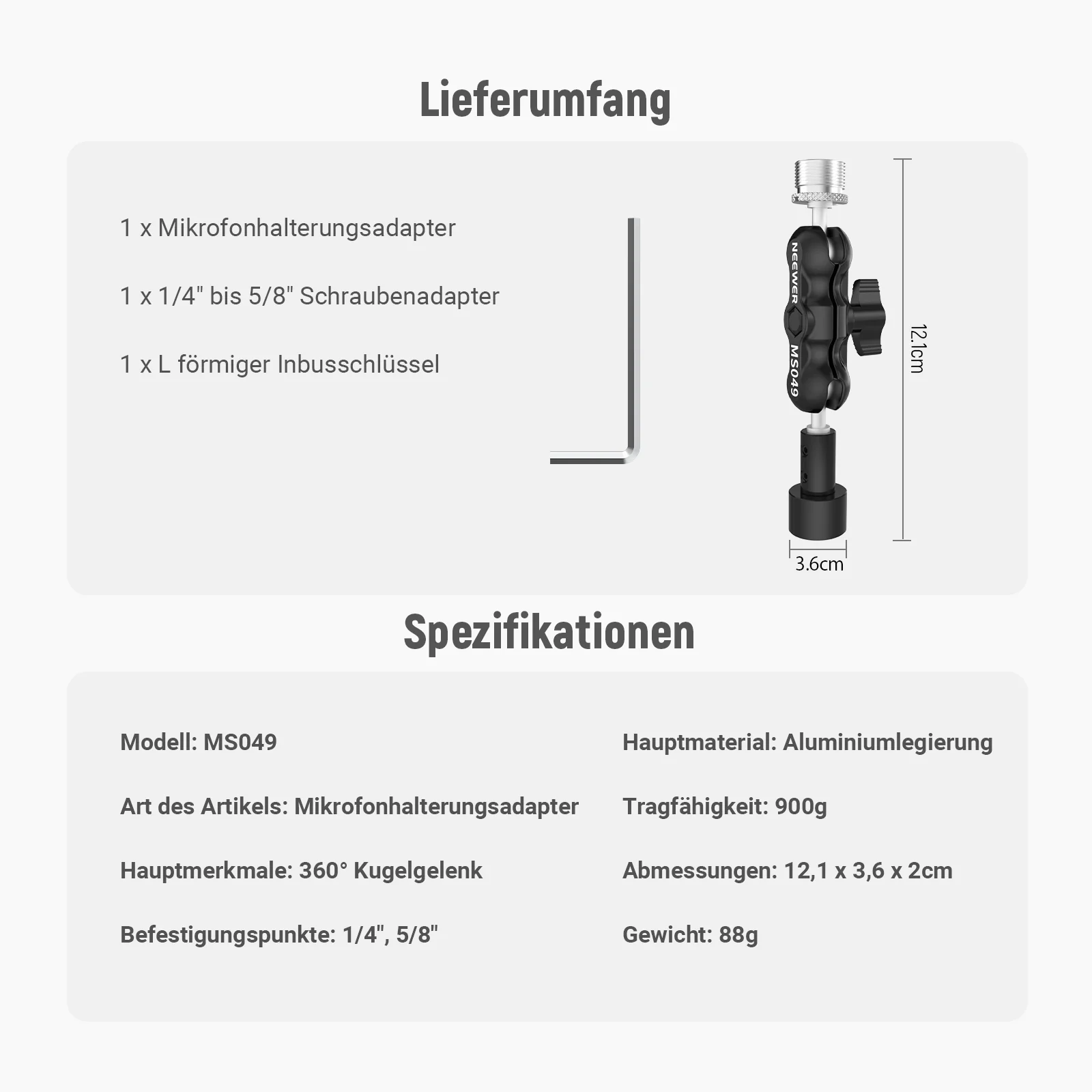 NEEWER MS049 Mikrofonhalter Adapter - Image 8