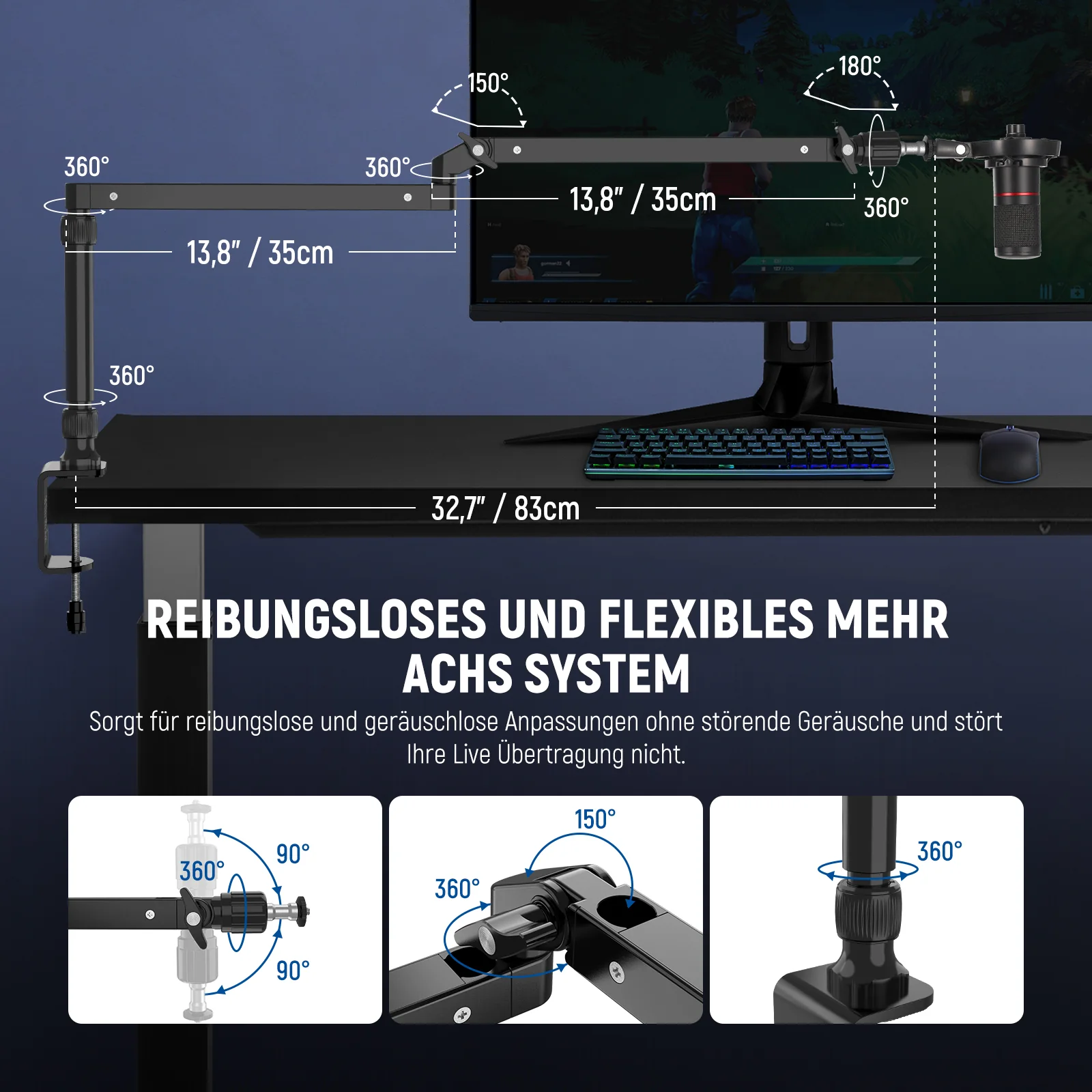 NEEWER MST002 Niedriges Profil Mic Arm Tischhalterung mit Dämpfung - Image 4
