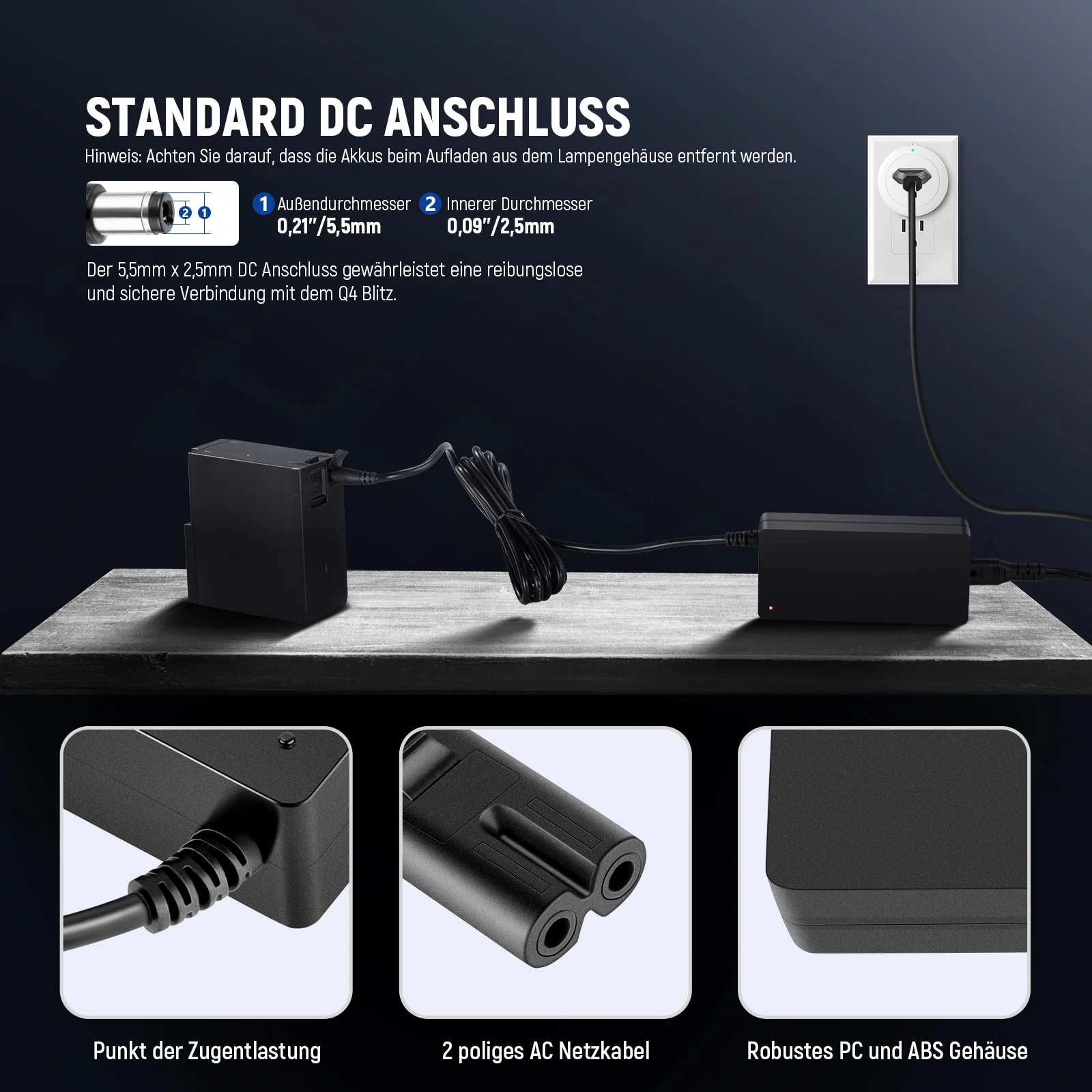 NEEWER NC-Q4 Q4/Q4PRO Netzadapter und Netzkabel Set - Image 4