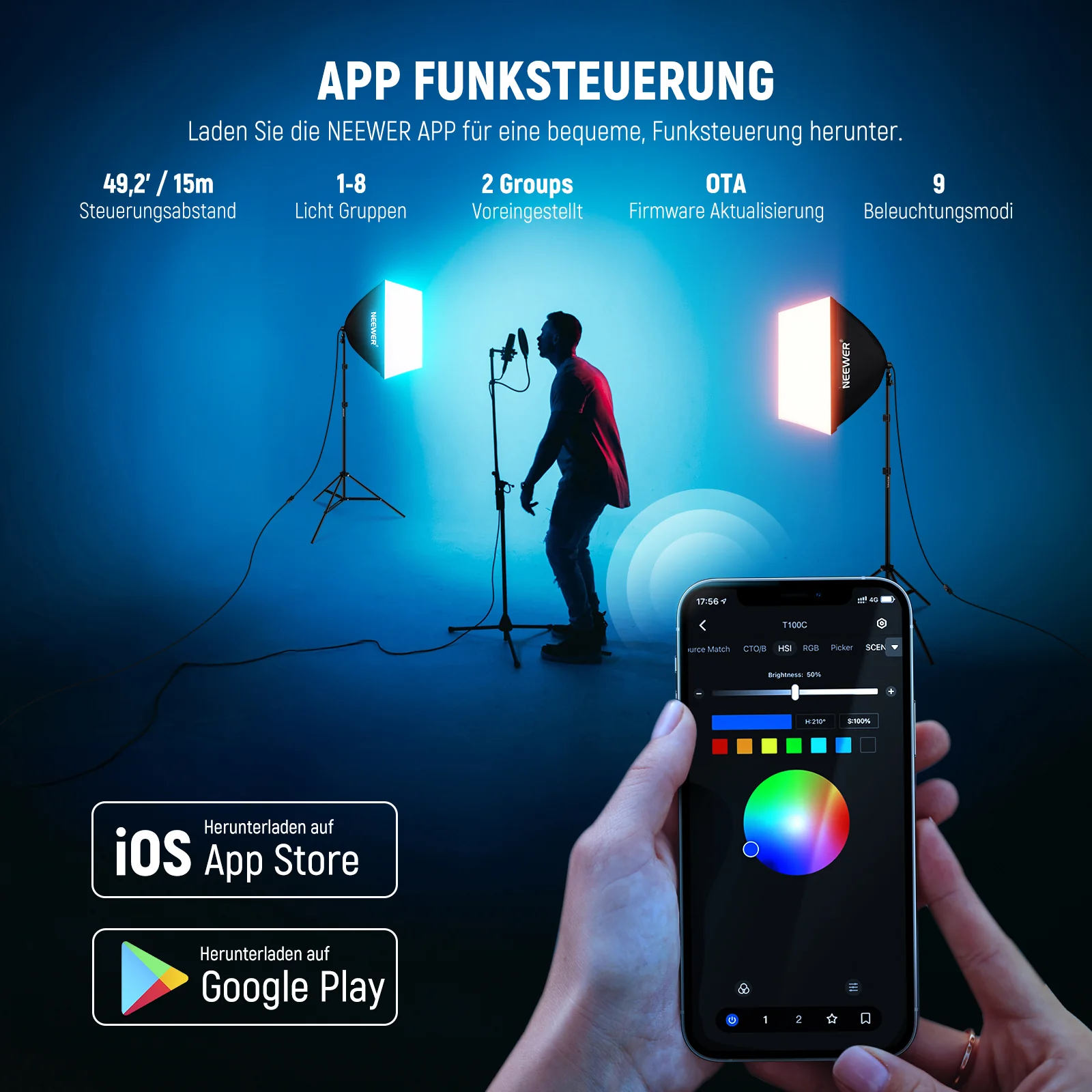 NEEWER NK800 RGB Softbox Beleuchtungsset mit App Steuerung - Image 3