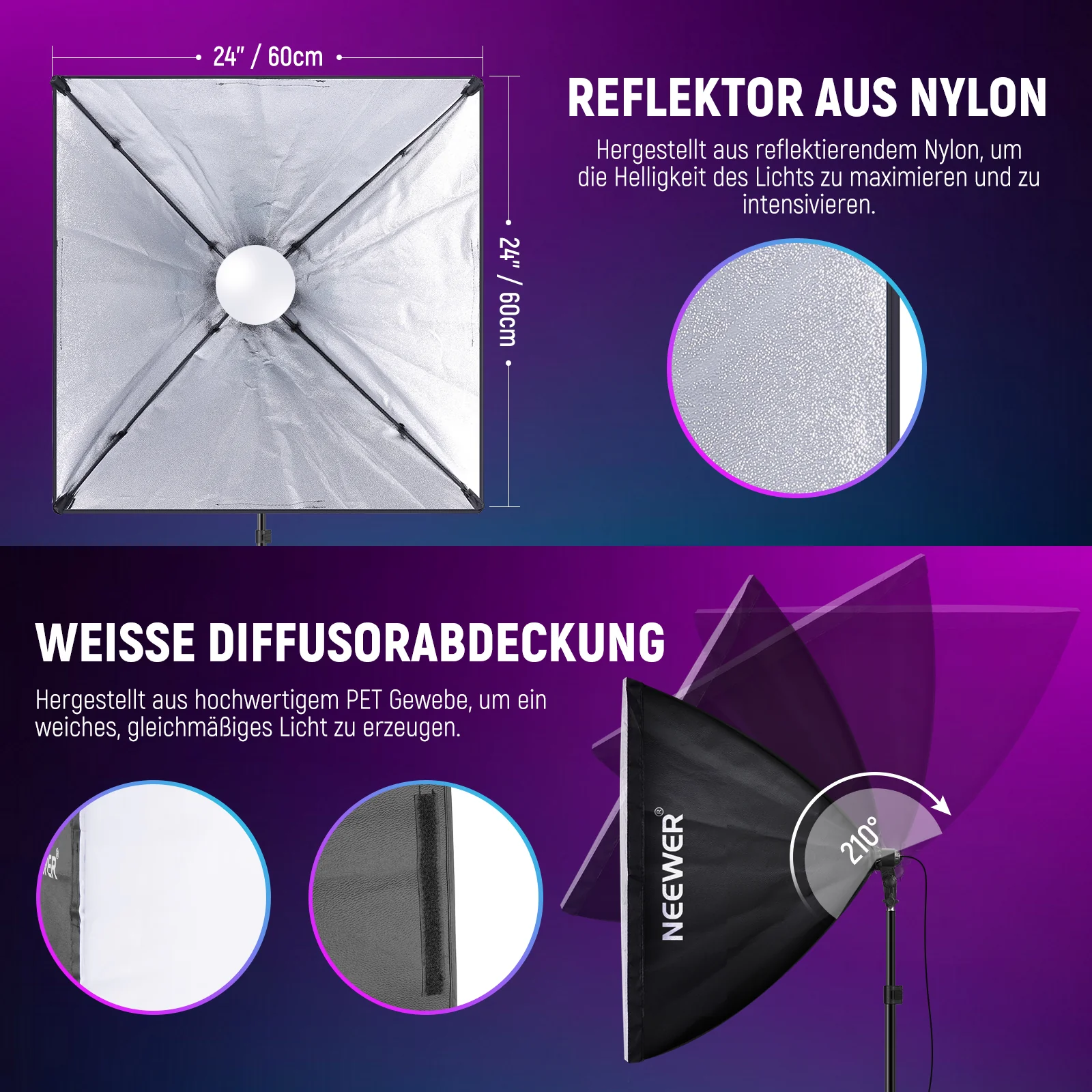 NEEWER NK800 RGB Softbox Beleuchtungsset mit App Steuerung - Image 7