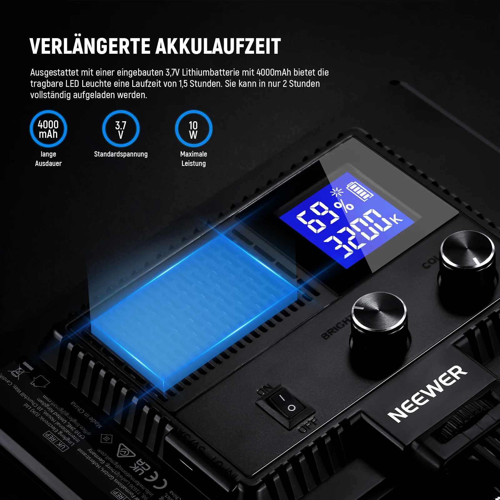 NEEWER NL-116AI 9" LED Videolicht Panel - Image 4