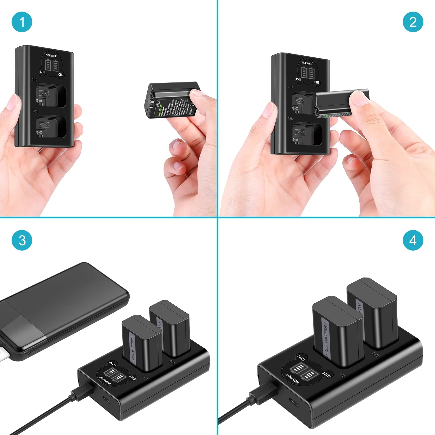 NEEWER 2er Pack NP-FW50 Kamera Akku Ladegerät Set für Sony - Image 6