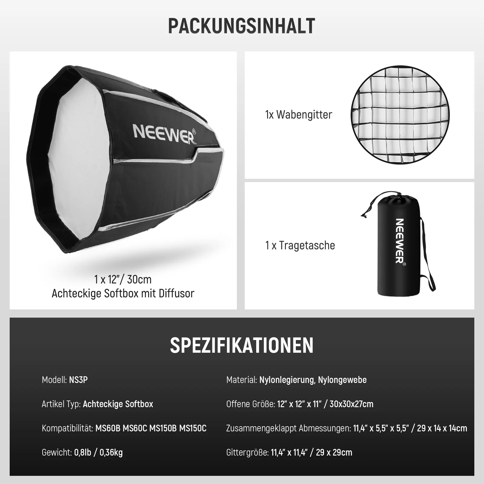 NEEWER NS3P Achteckige Softbox mit NEEWER Mount - Image 7