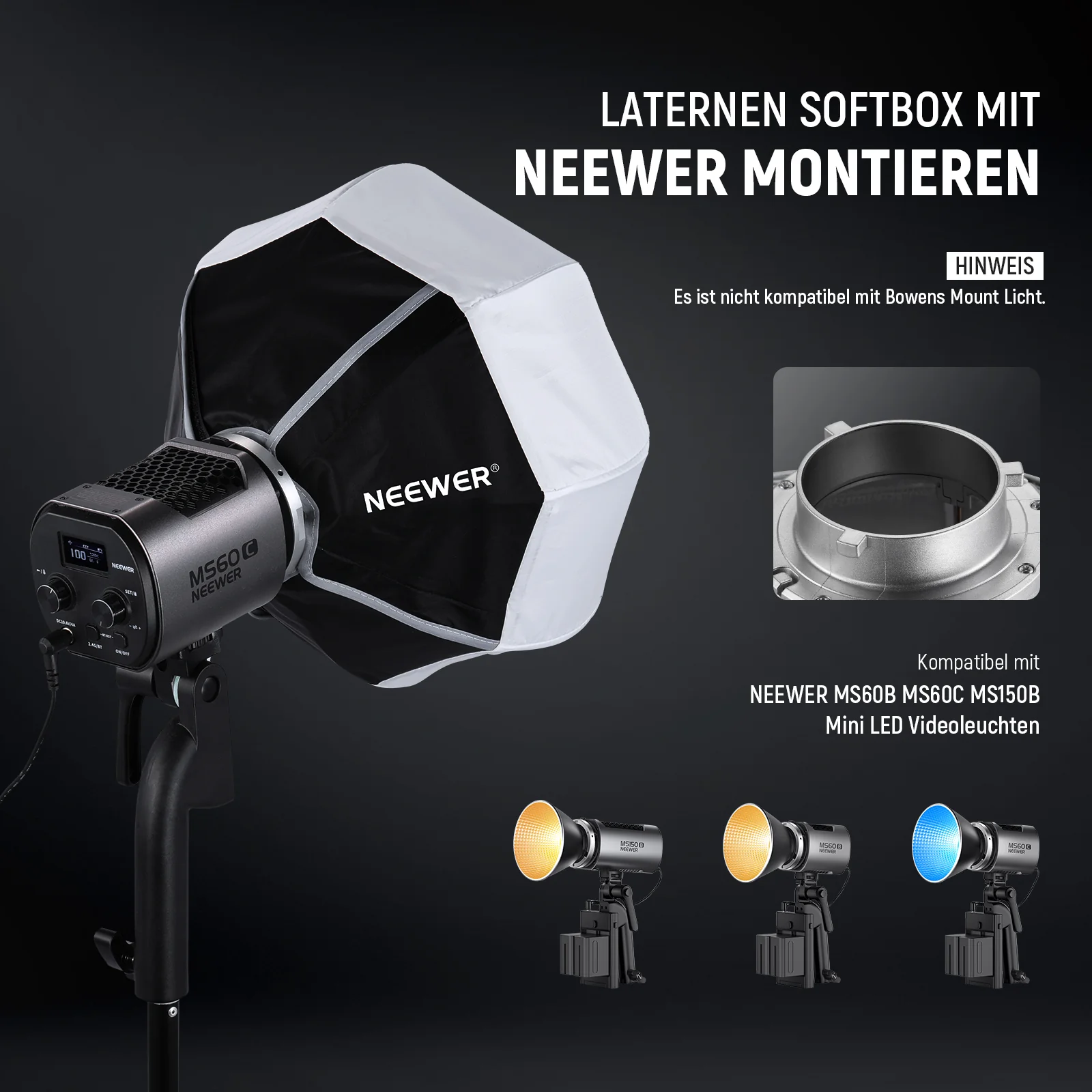 NEEWER NS6L 30cm Laterne Softbox mit NEEWER Mount - Image 5