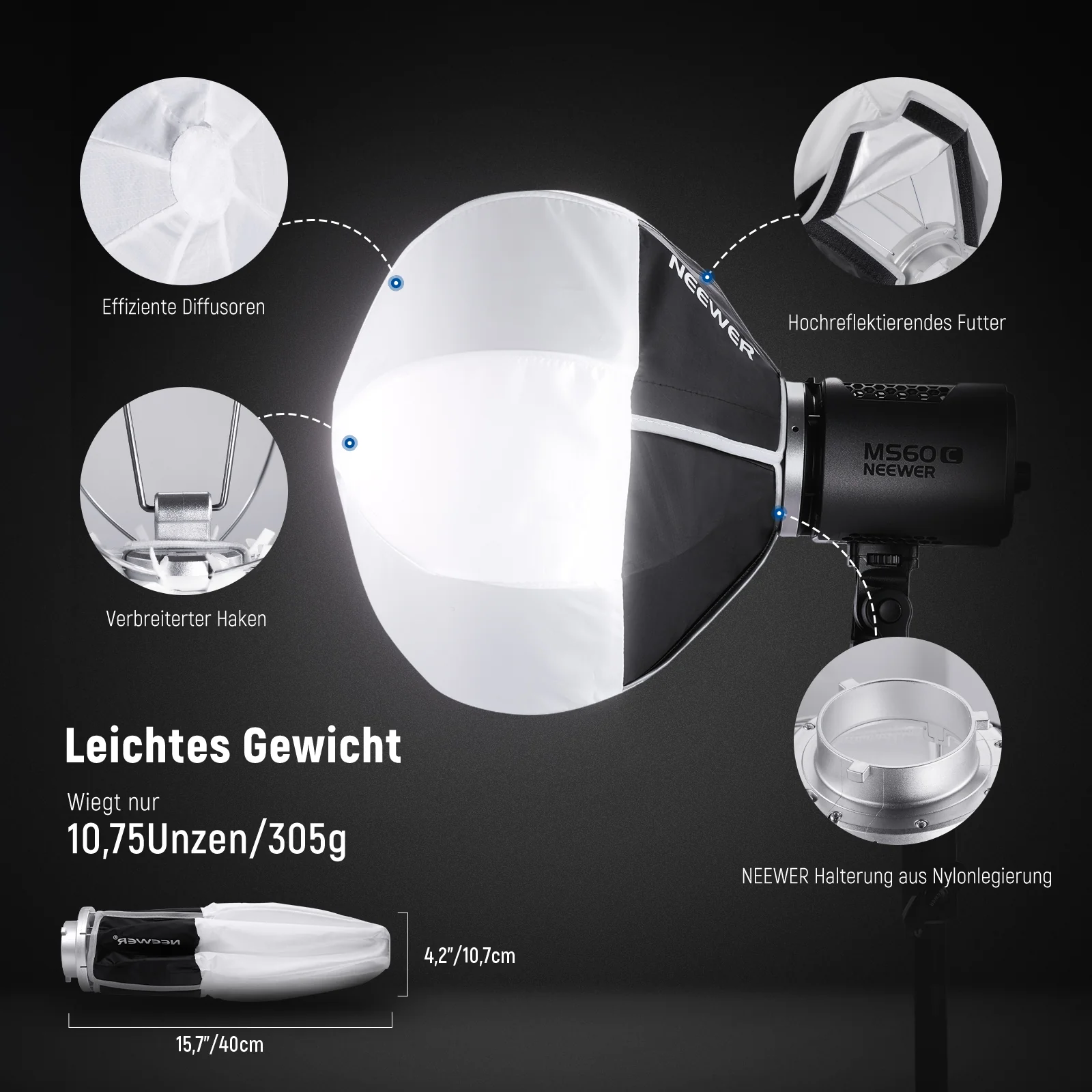 NEEWER NS6L 30cm Laterne Softbox mit NEEWER Mount - Image 6