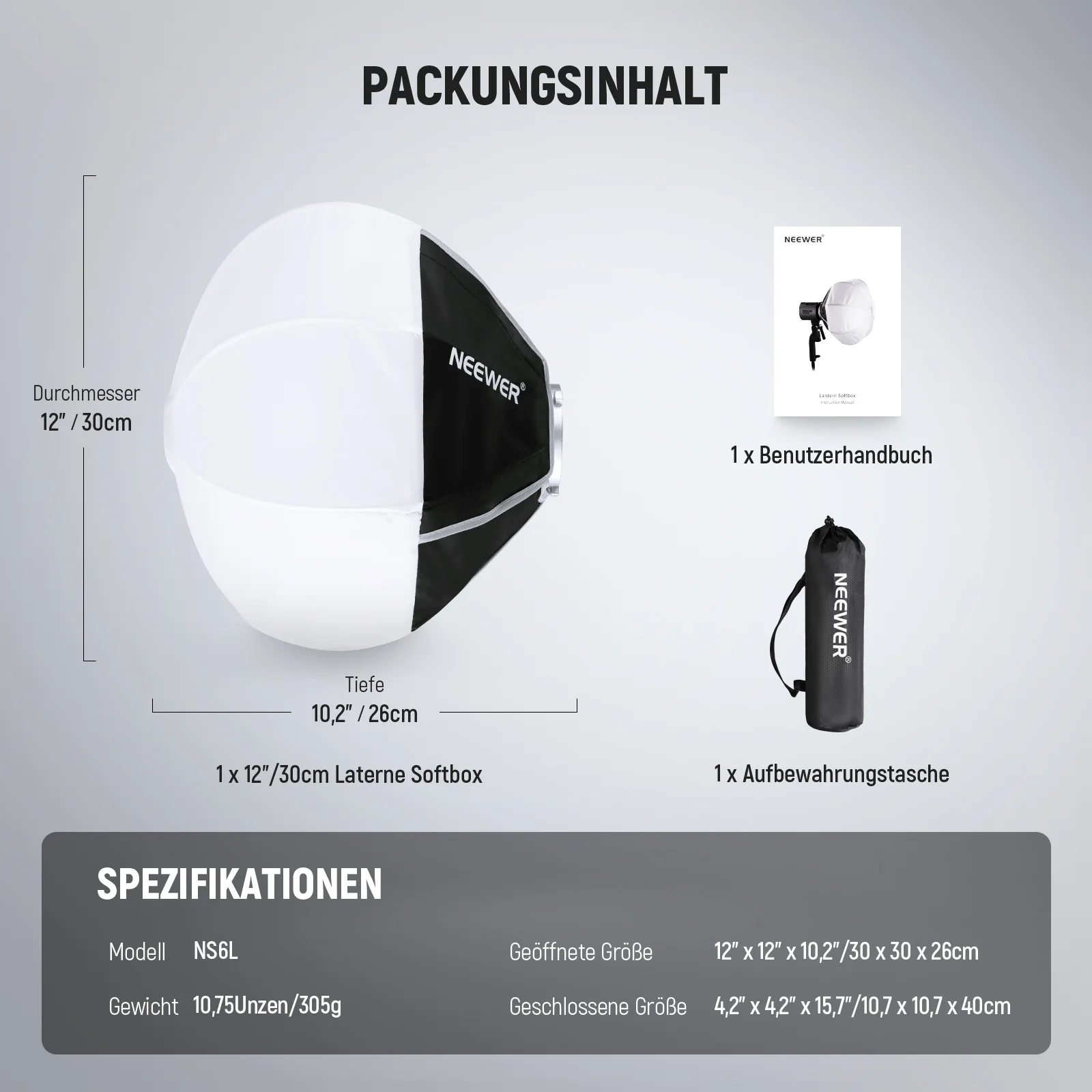 NEEWER NS6L 30cm Laterne Softbox mit NEEWER Mount - Image 8