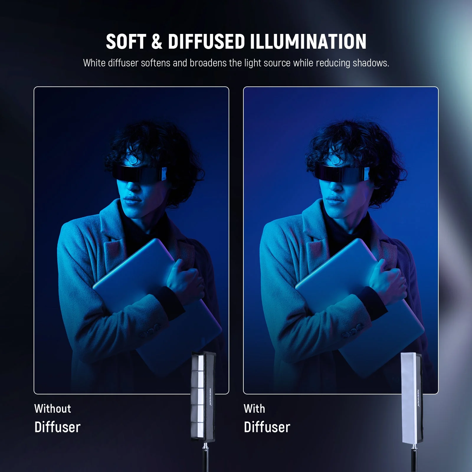 NEEWER NS7S Röhrenlichtgitter Softbox Diffusor für RGB1 LED Lichtstab - Image 4