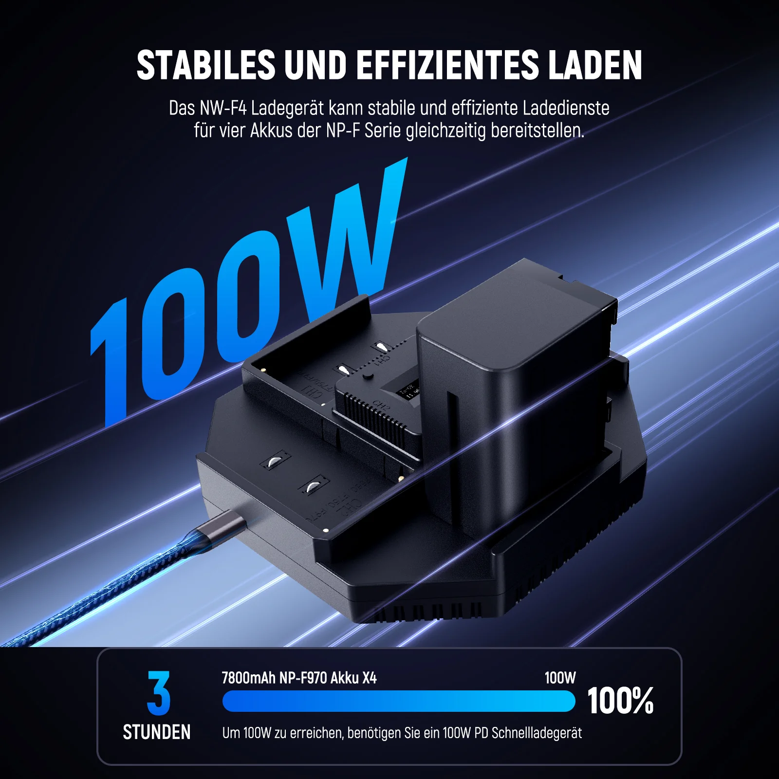 NEEWER NW-F4+NW-F970 7800mAh Ersatzakkus & 100W PD 4 Kanal OLED Schnellladegerät - Image 2
