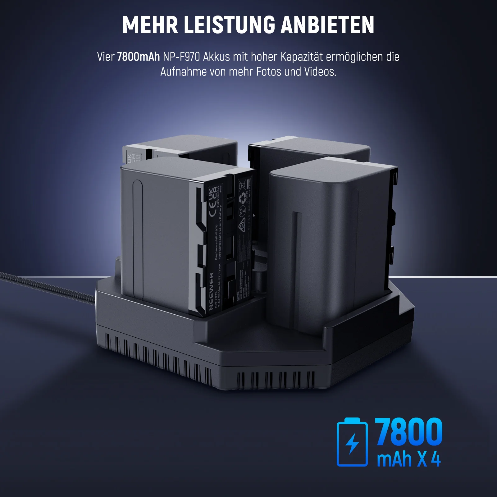 NEEWER NW-F4+NW-F970 7800mAh Ersatzakkus & 100W PD 4 Kanal OLED Schnellladegerät - Image 8