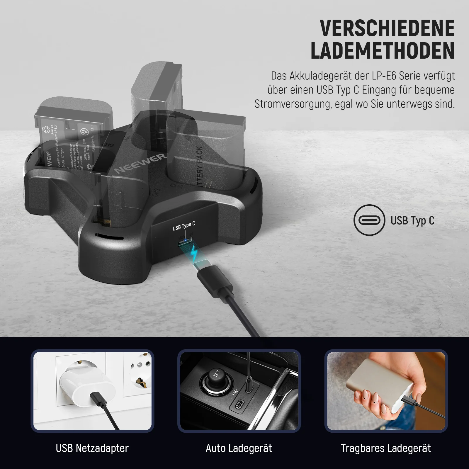 NEEWER NW-P4 LP-E6 Akkuladegerät mit PD 60W Schnellladung - Image 6