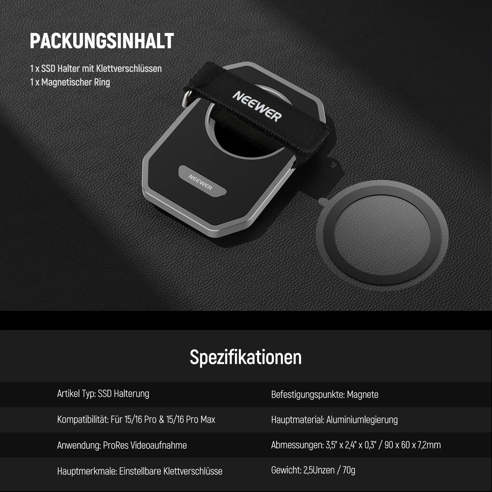 NEEWER PA040 Magnetischer SSD Halter für MagSafe iPhone 16 15 Pro Max - Image 7