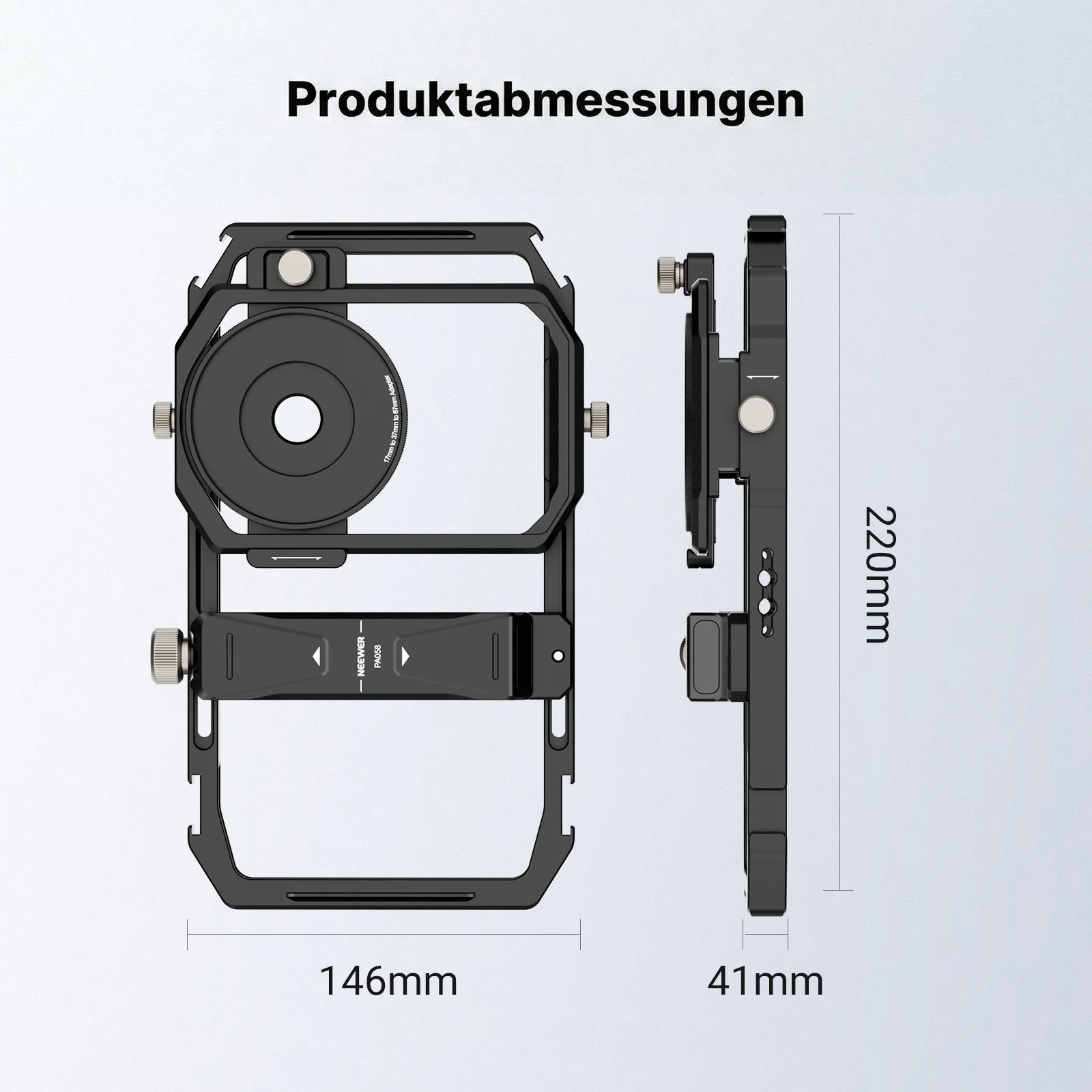 NEEWER PA058 Universal Käfig Cage mit 67mm Filteradapter & Kaltgeräteschuhen - Image 6