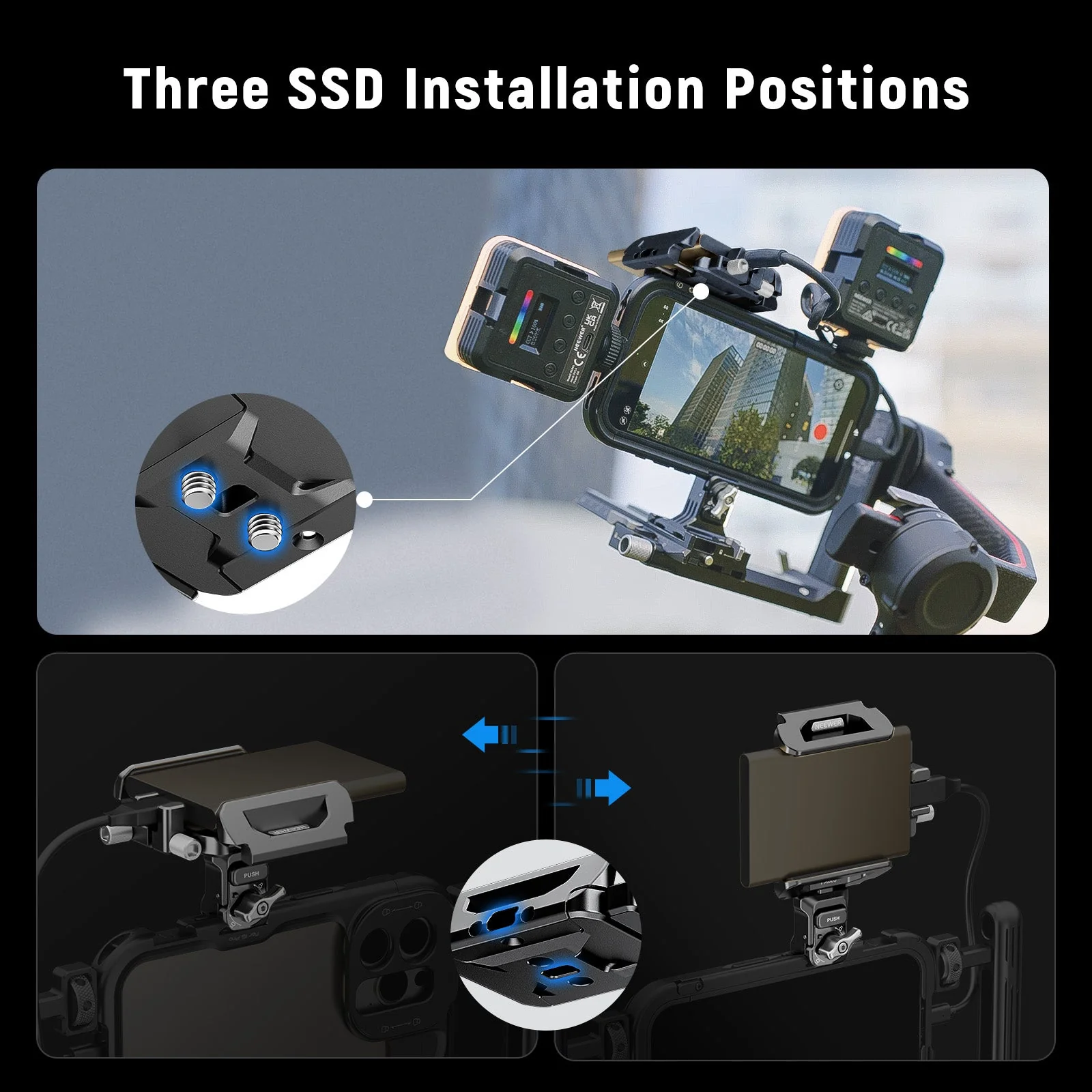 NEEWER PA065 40-65mm Schnellverschluss SSD Halterung für Handy Käfig - Image 5