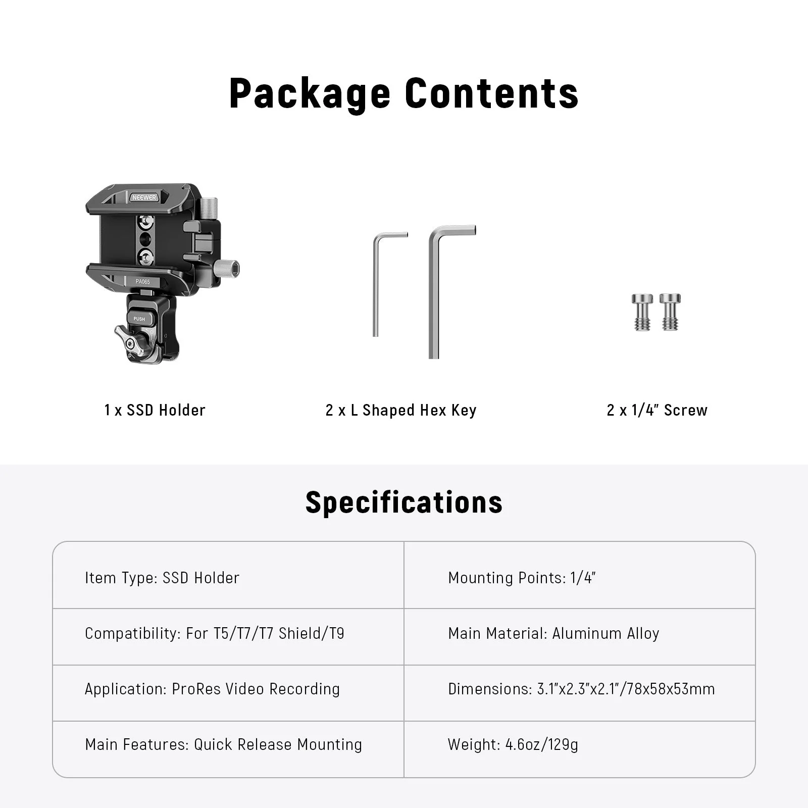 NEEWER PA065 40-65mm Schnellverschluss SSD Halterung für Handy Käfig - Image 7
