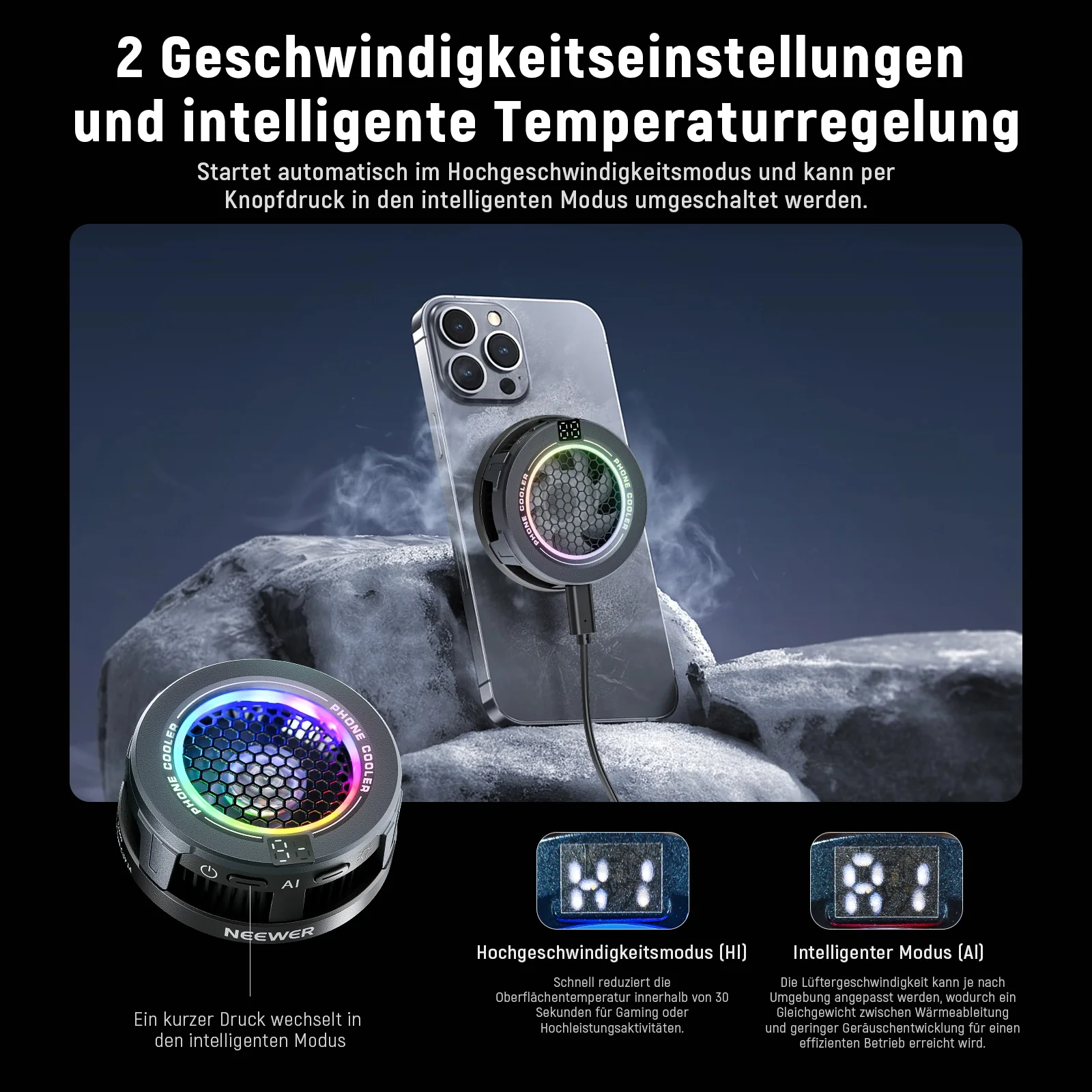 NEEWER BASICS PA069 Magnetischer Handy Kühler Lüfter für iPhone Android - Image 4