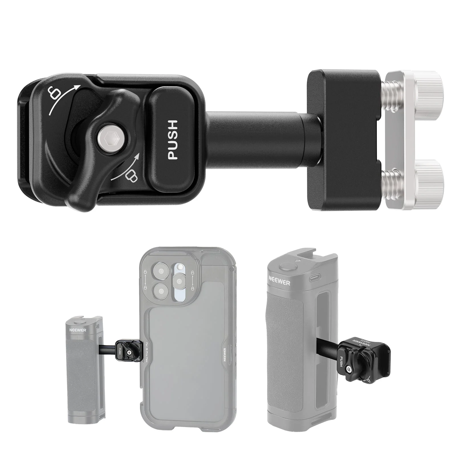 NEEWER PA071 Schnellwechsel Seitengriff Montage Adapter für Handy Käfig