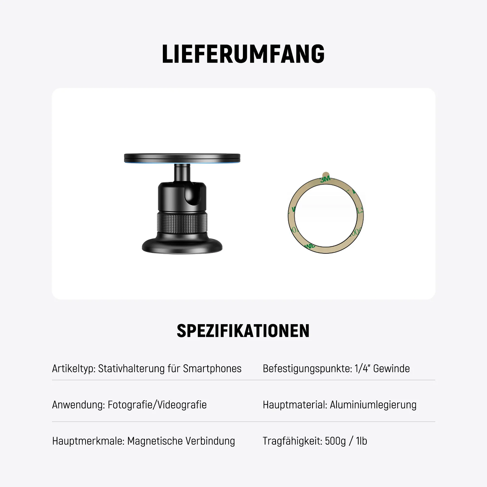 NEEWER PA072 Magnetische Smartphone Stativhalterung - Image 7