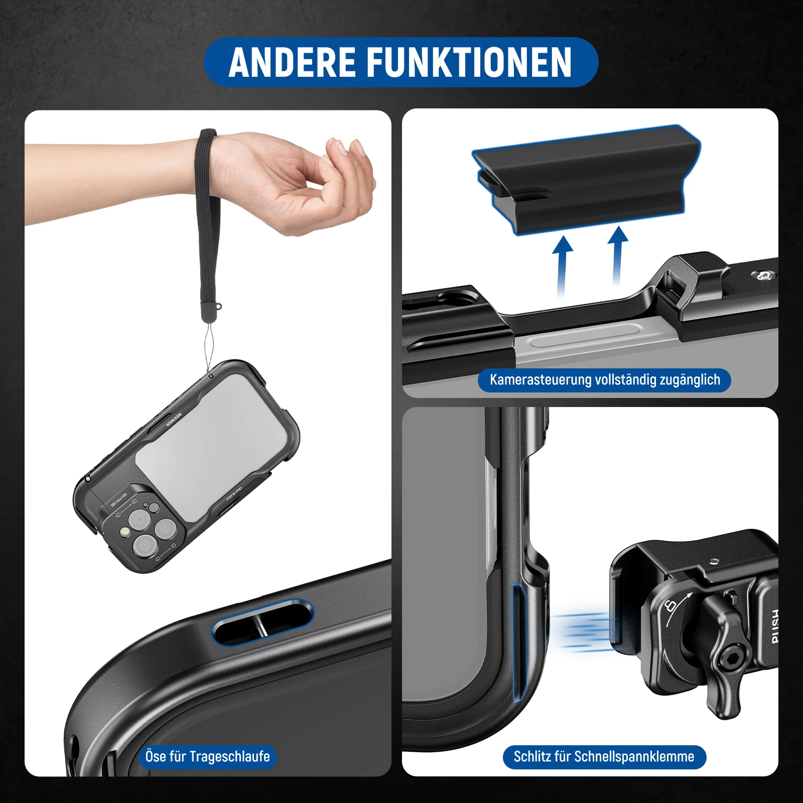 NEEWER PA073/PA074 iPhone 16 Pro/Pro Max Käfig Cage - Image 3