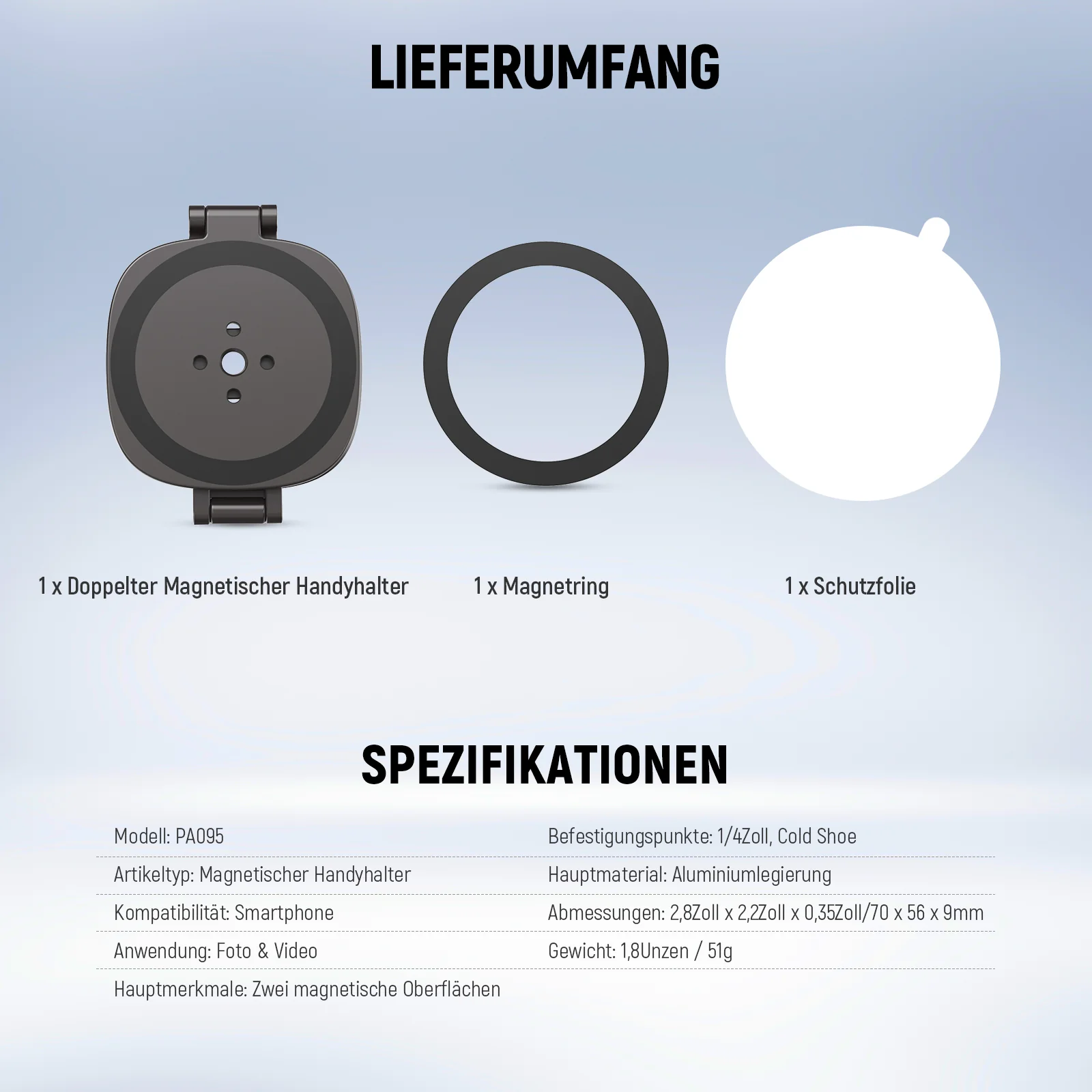 NEEWER PA095 Doppelseitige magnetische Handyhalterung - Image 9