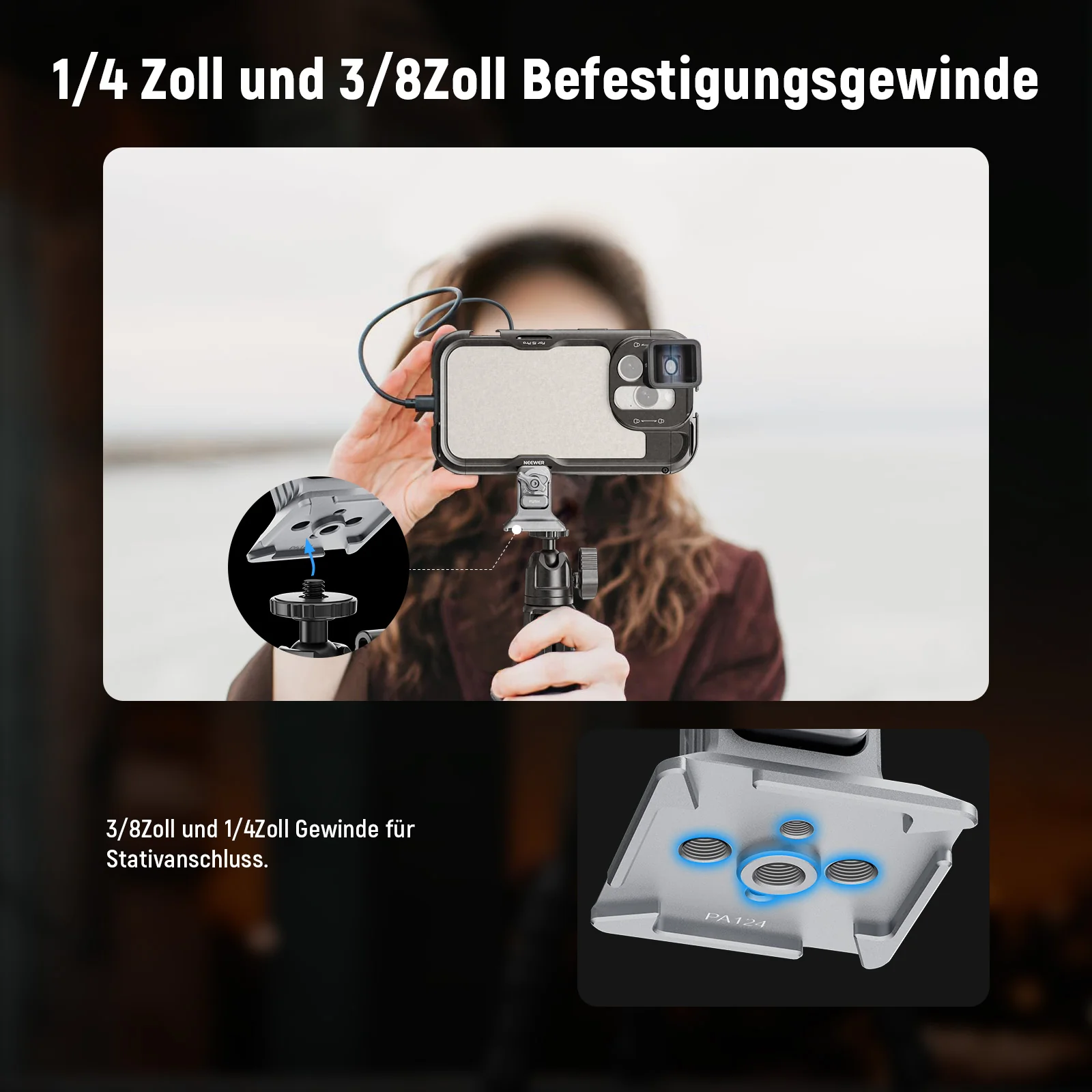 NEEWER PA124 Handy-Stativhalterung mit Arca-Basis - Image 13