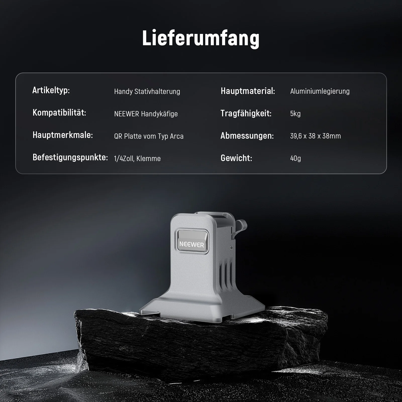 NEEWER PA124 Handy-Stativhalterung mit Arca-Basis - Image 16