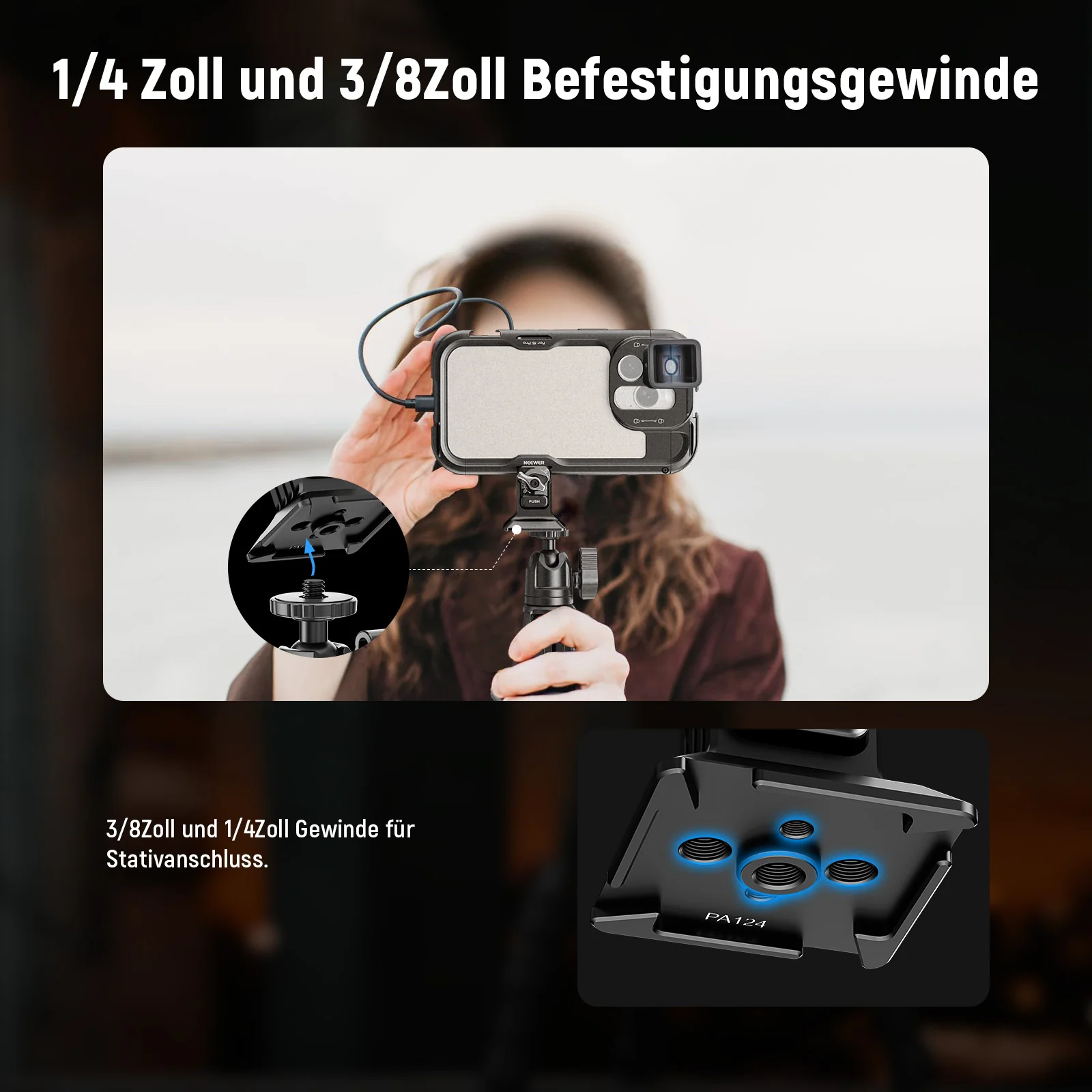 NEEWER PA124 Handy-Stativhalterung mit Arca-Basis - Image 5