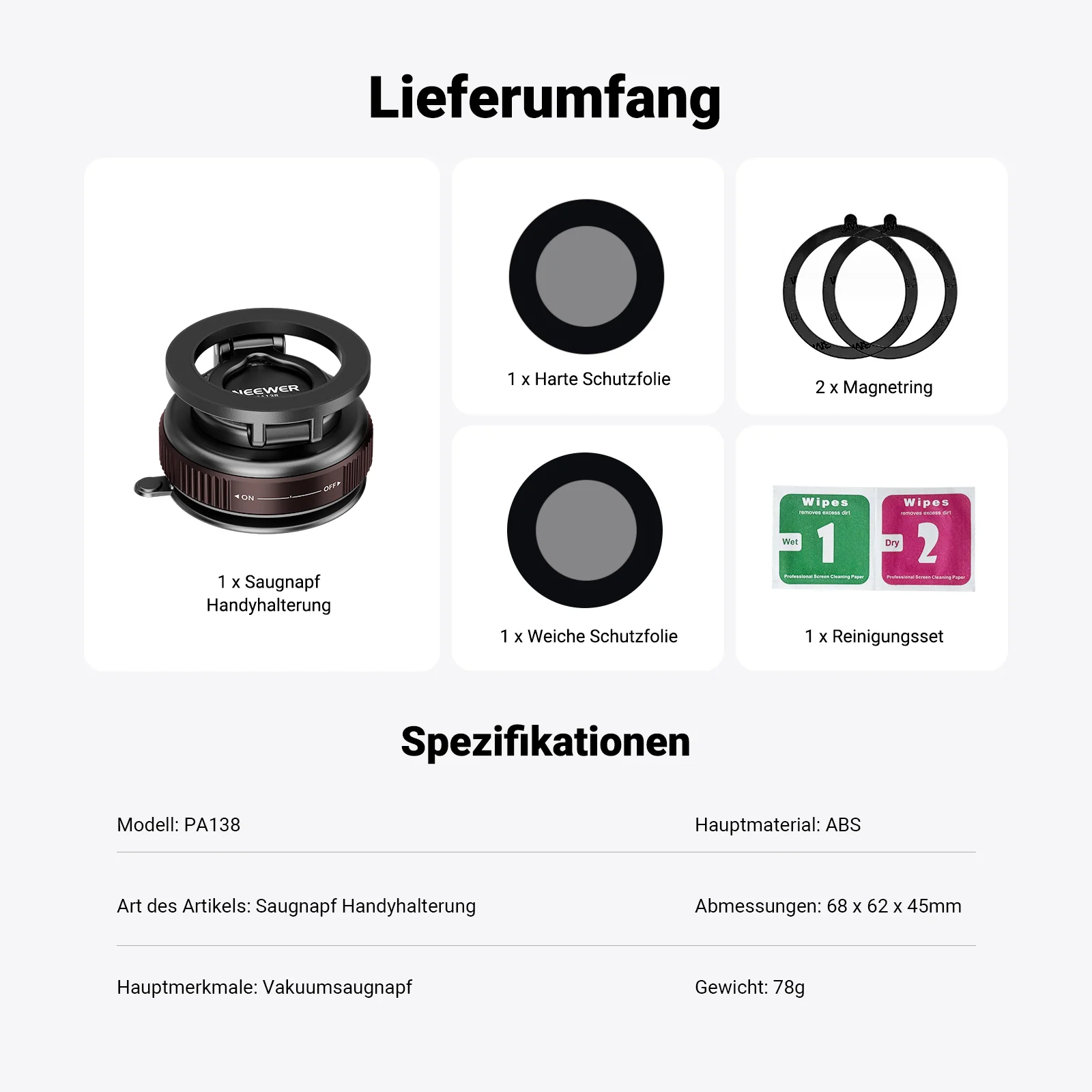 NEEWER PA138 Magnetische Vakuum-Saughalterung (360° Verstellbar) - Image 7