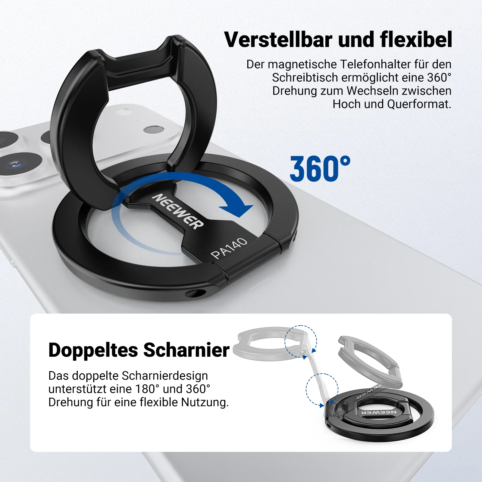 NEEWER PA140 beidseitiger Magnet Ring Handyhalterung - Image 4