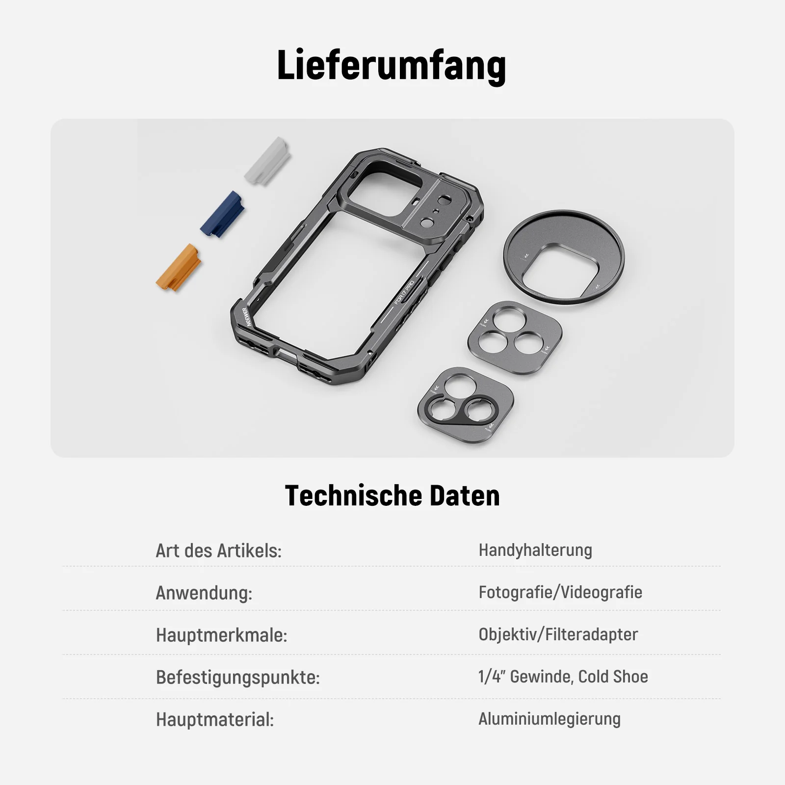 NEEWER PA143/PA144 Phone Cage kompatibel mit iPhone 17 Pro/Pro Max - Image 3