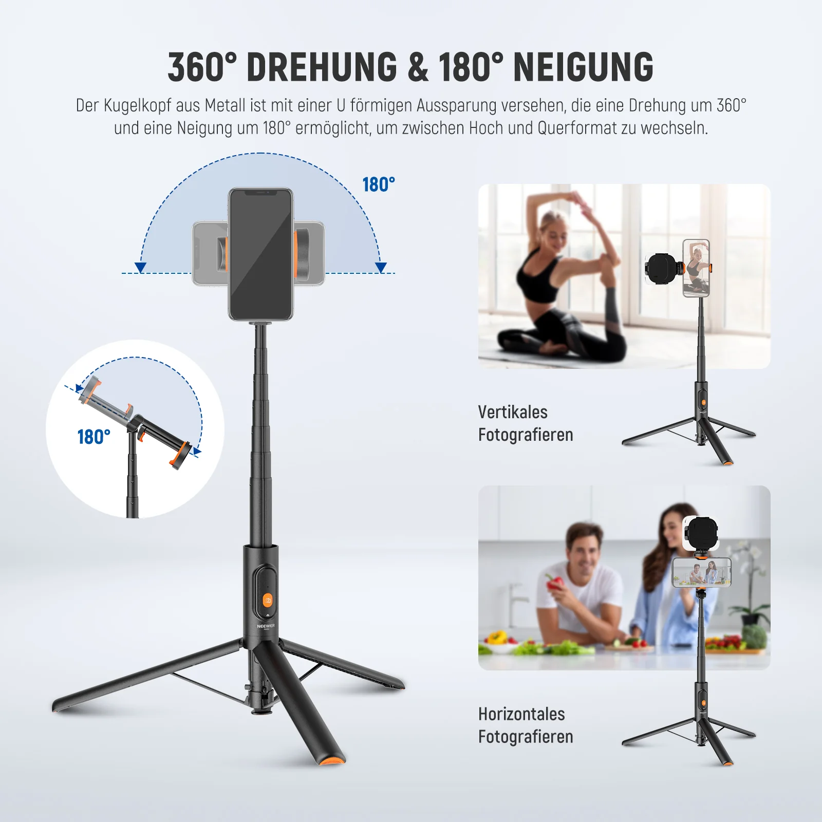NEEWER PA992 147cm Schnellverschluss Selfie Stick Stativ für Smartphones - Image 3
