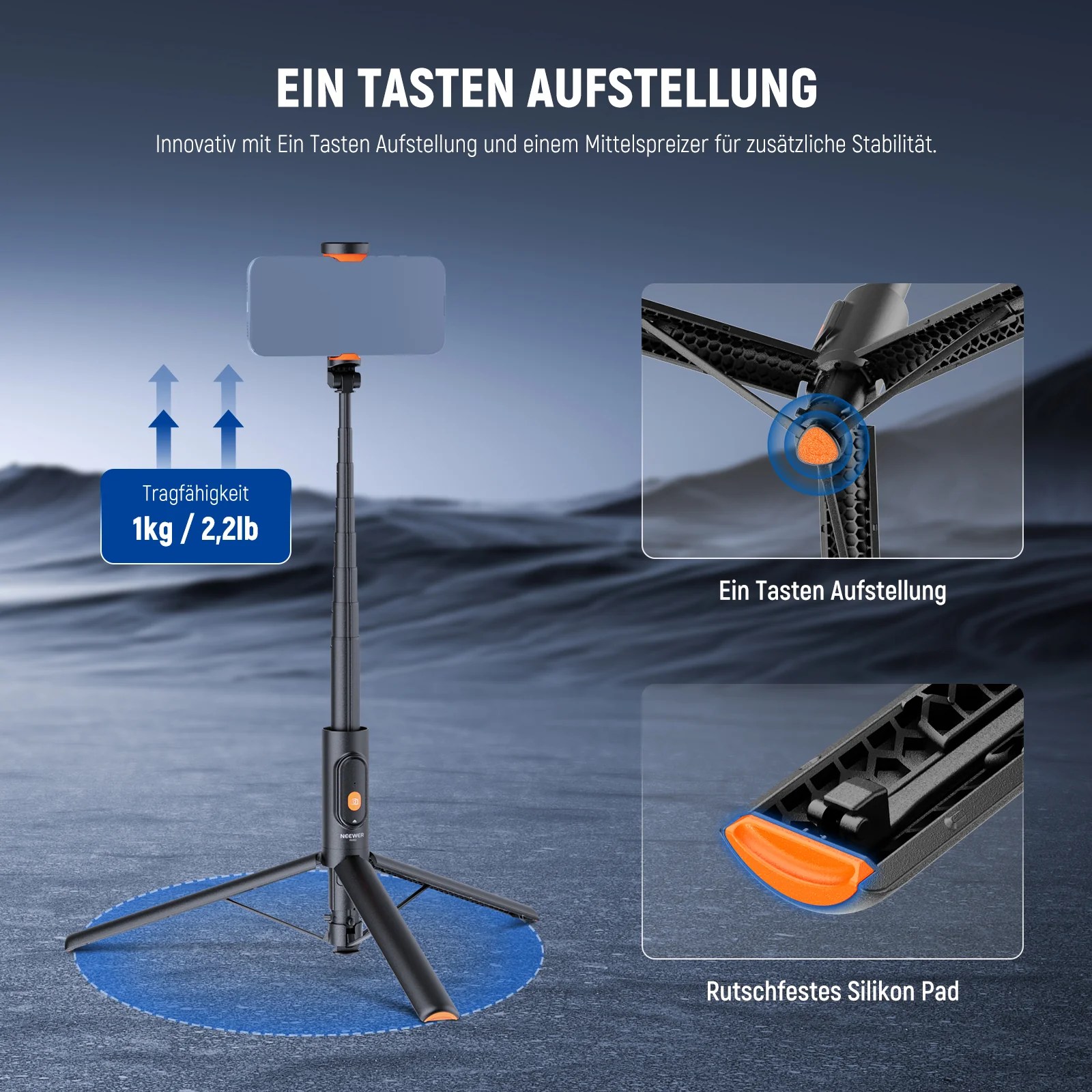 NEEWER PA992 147cm Schnellverschluss Selfie Stick Stativ für Smartphones - Image 5