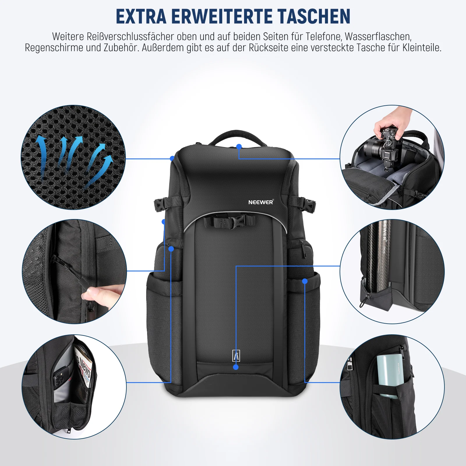 NEEWER PB010 29×22×49cm 20L Kamera-Rucksack - Image 5
