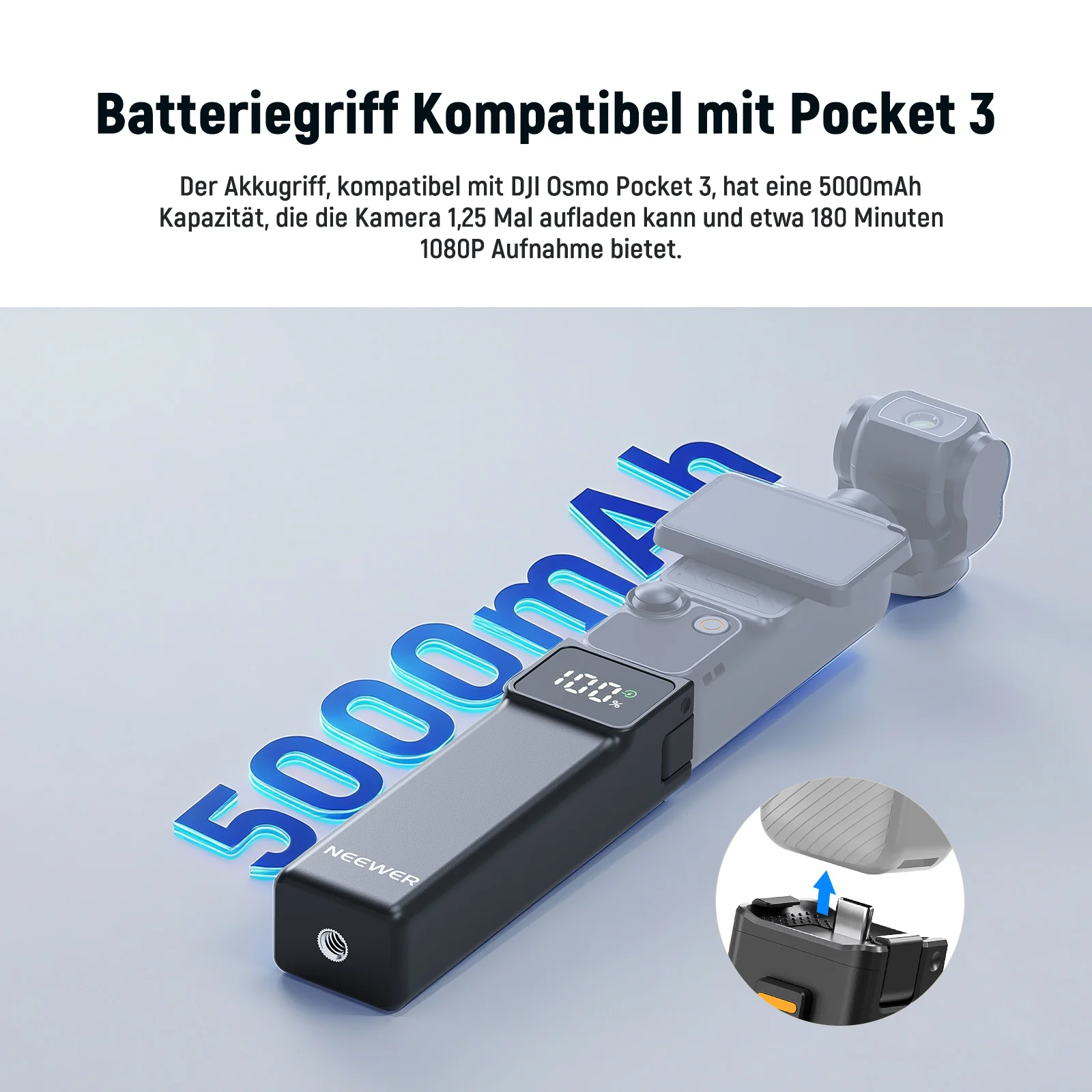NEEWER PH01 Akkugriff Kompatibel mit DJI Osmo Pocket 3 - Image 2