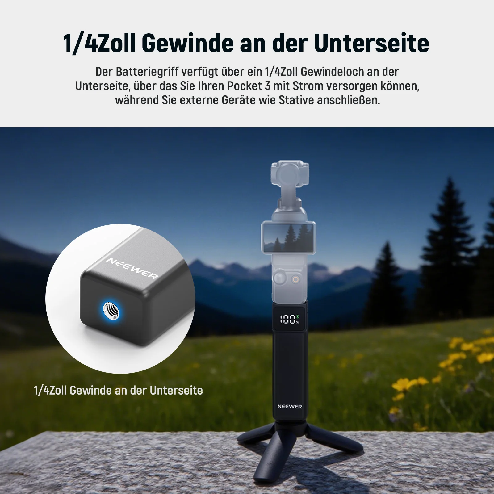 NEEWER PH01 Akkugriff Kompatibel mit DJI Osmo Pocket 3 - Image 6