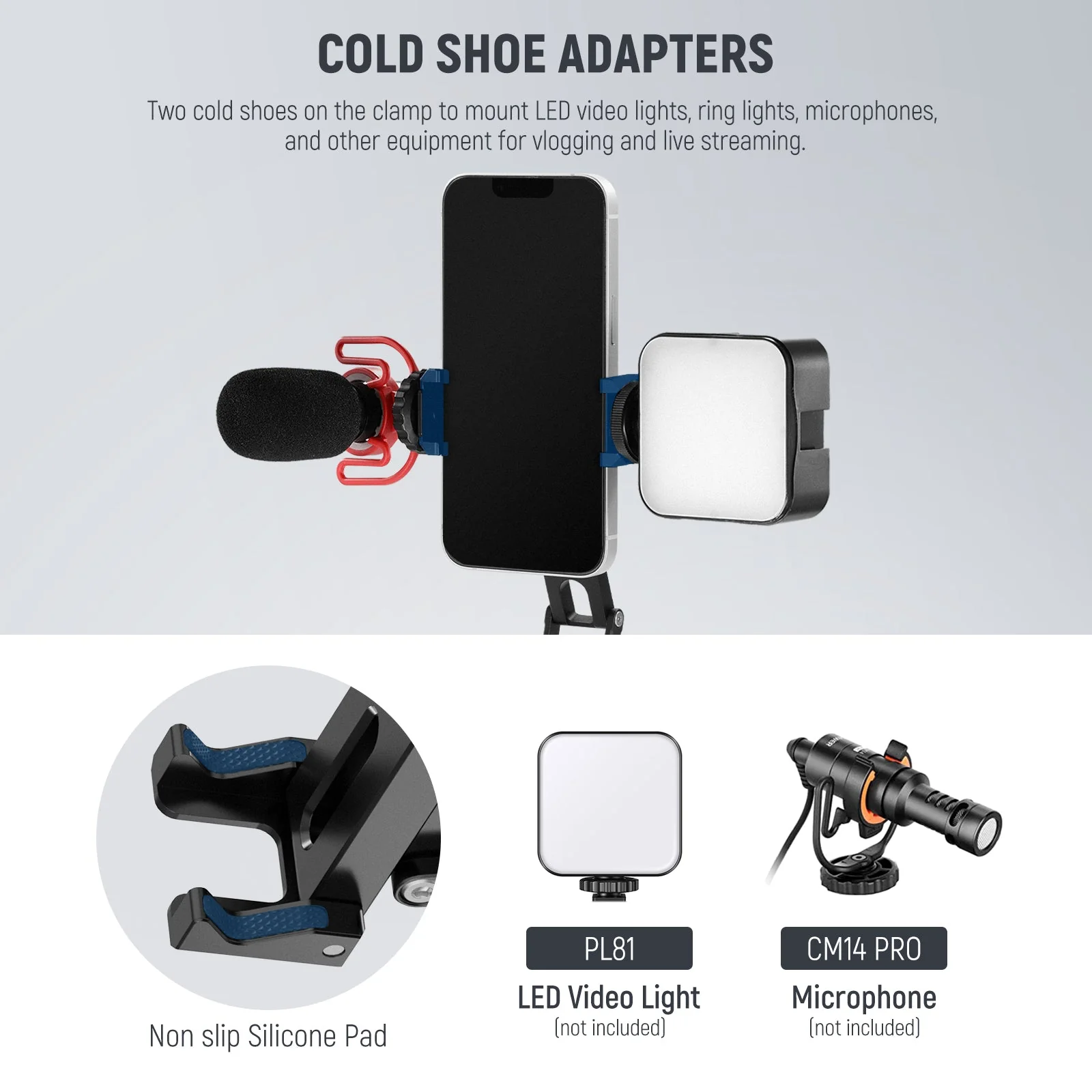 NEEWER SP-04 Handyhalterung für Stativ mit Cold Shoes - Image 6