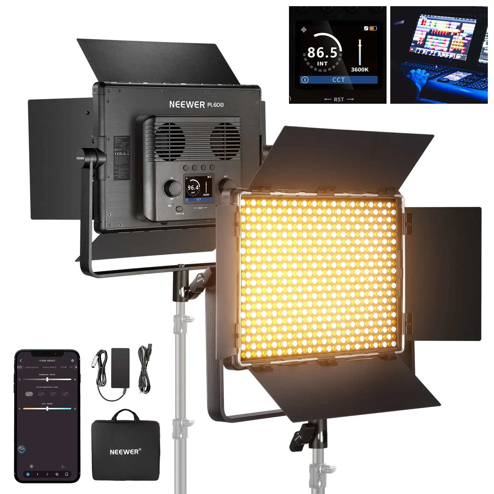 NEEWER PL60B 60W Bi-Color LED Panel Videolicht